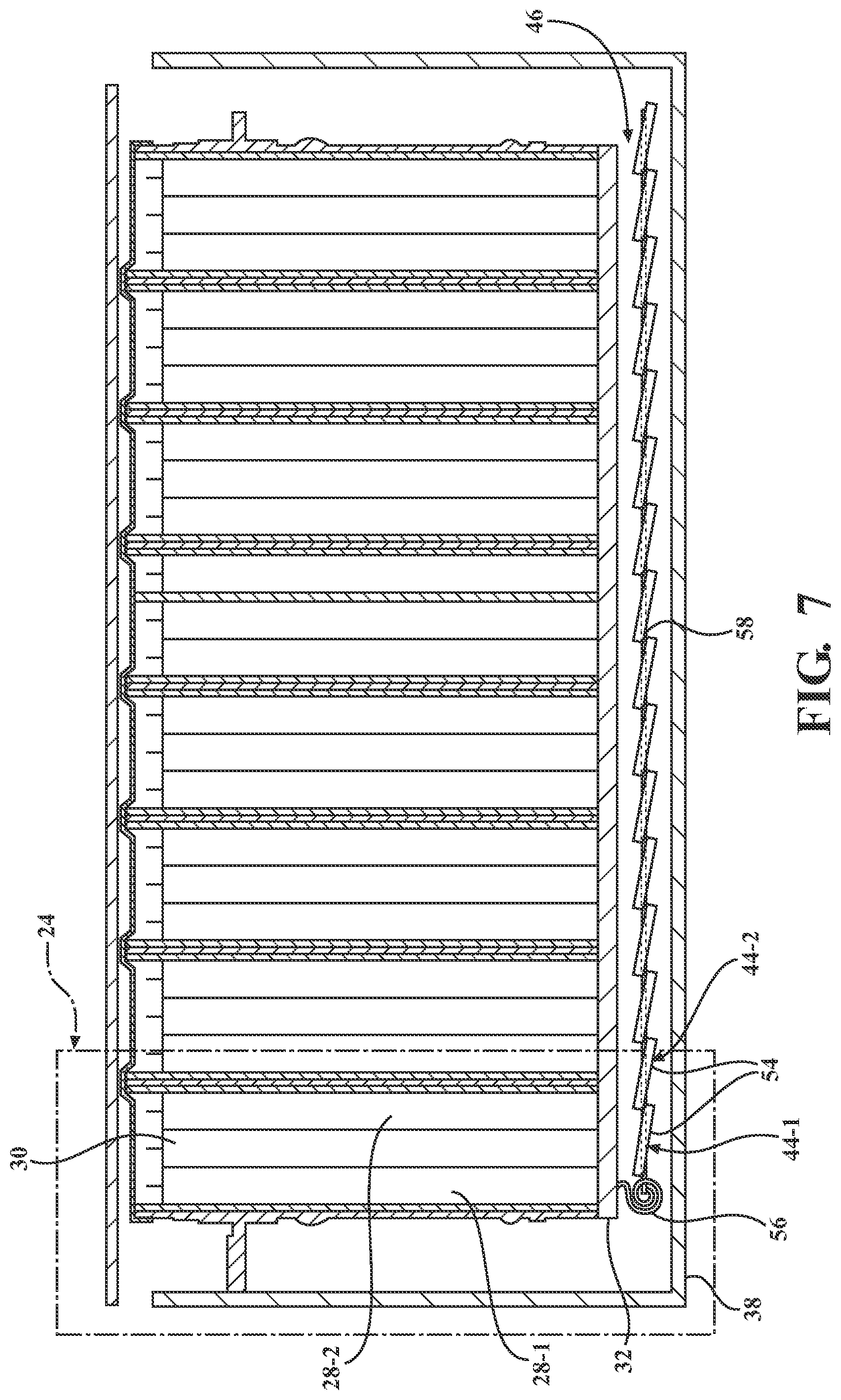 Patent US12308404 Figure 5 – Mitigation of thermal runaway in a battery module