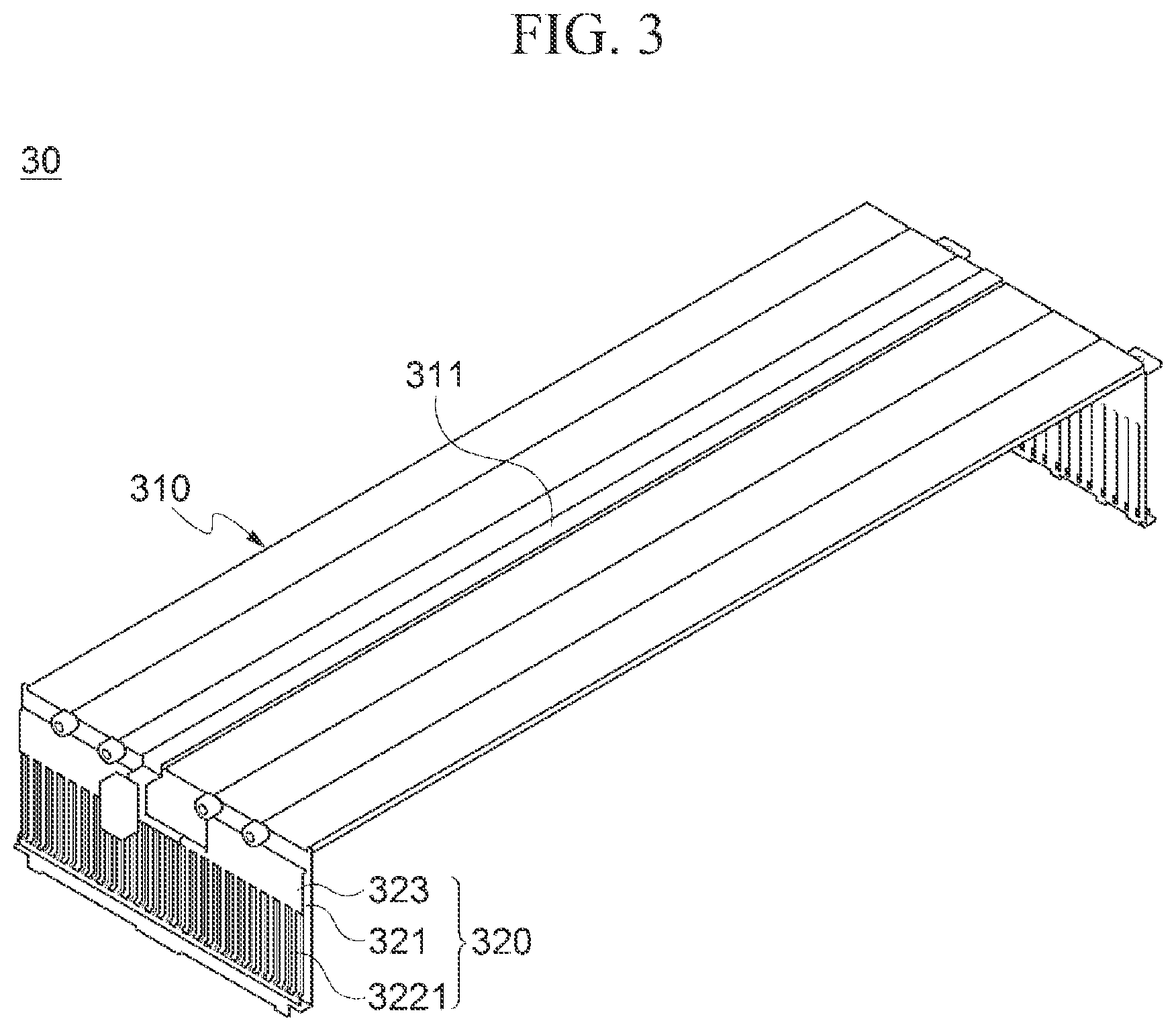 Patent US12308406 Figure 3 – Battery module having a sensing module thereon