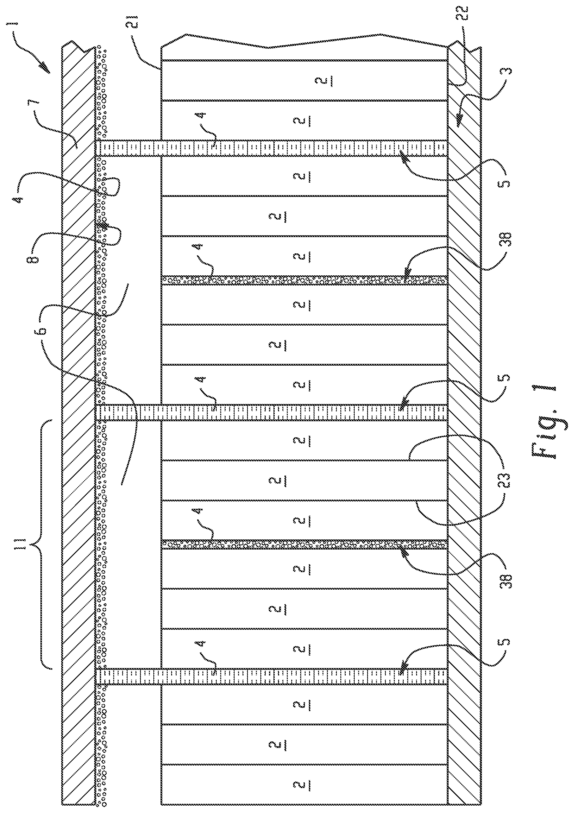 Patent US12308412 — Battery pack system with thermal runaway mitigation features — Figure 1