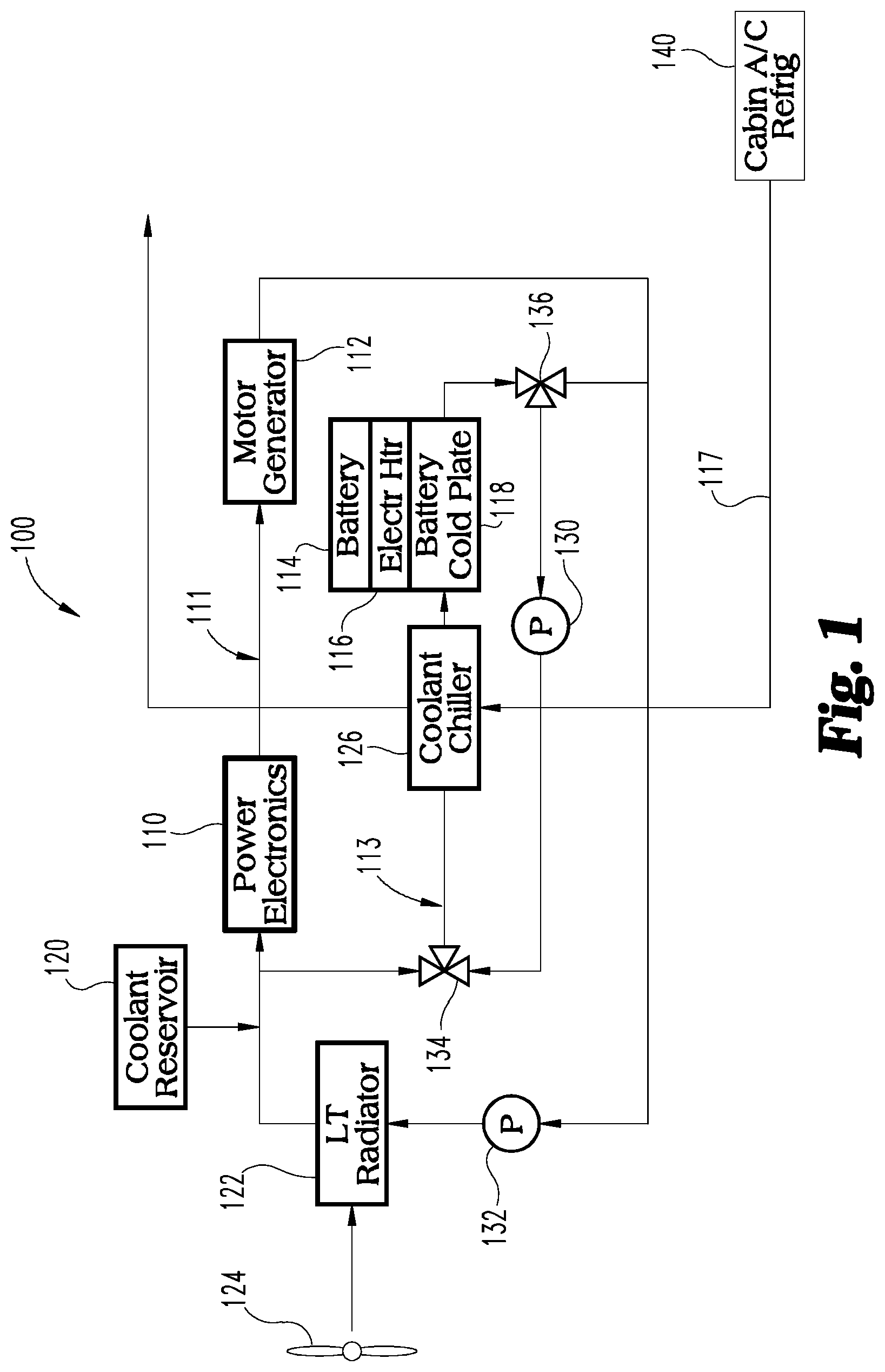 Patent US12308413 — Waste heat recovery power electronics cooling — Figure 1
