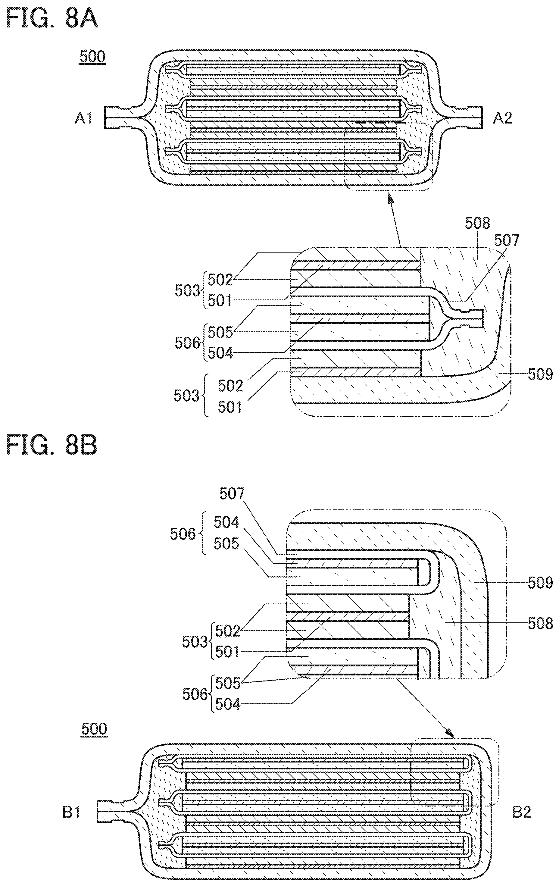 Patent US12308421 Figure 8 – Electrode and power storage device comprising graphene compound