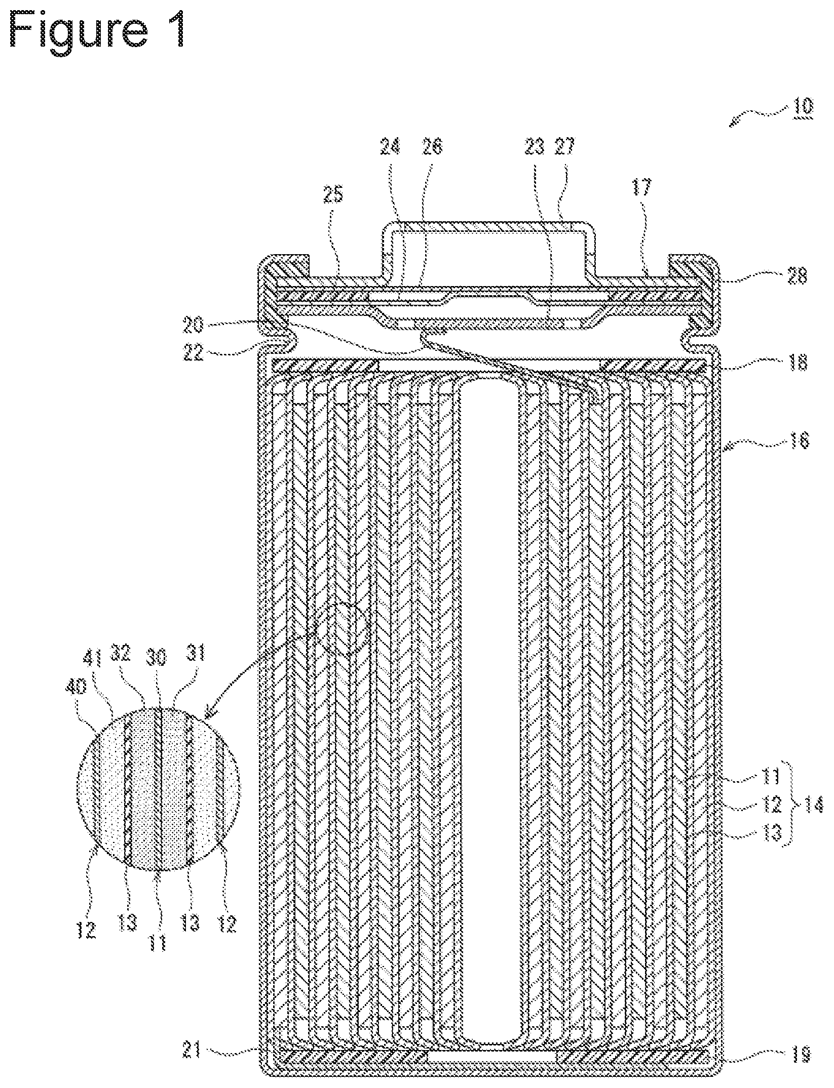 Patent US12308423 Figure 1 – Secondary cell