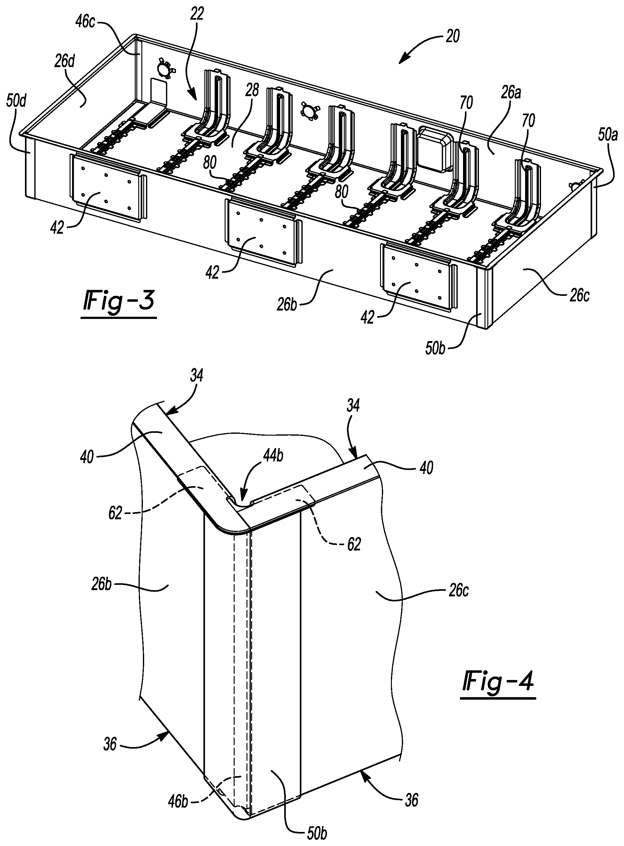 Patent US12308456 Figure 2 – Corner shield for electric vehicle battery box