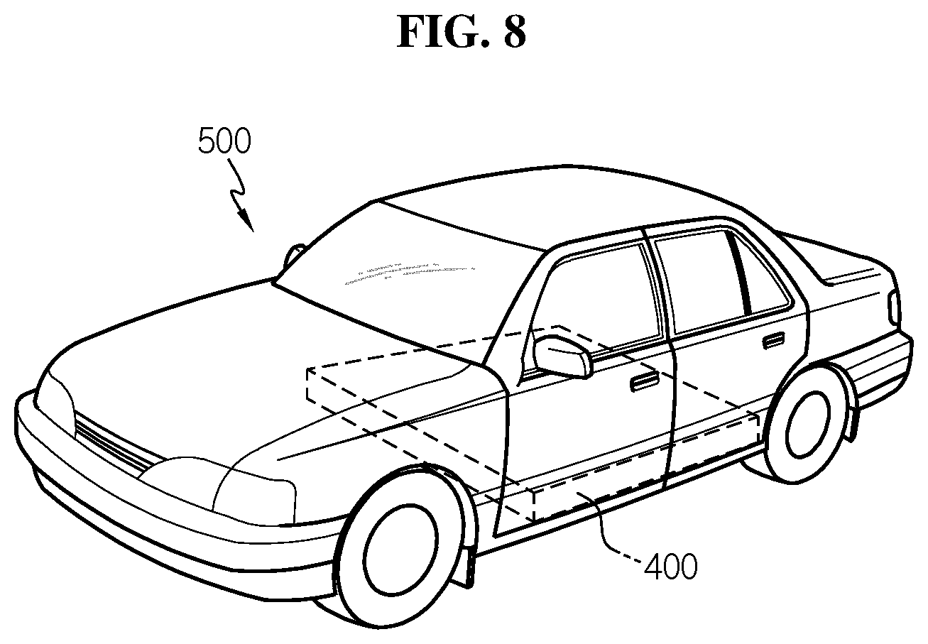 Patent US12308467 Figure 8 – Battery module including coolant jet spray nozzles with different melting point metal valves, and battery pack and vehicle including same
