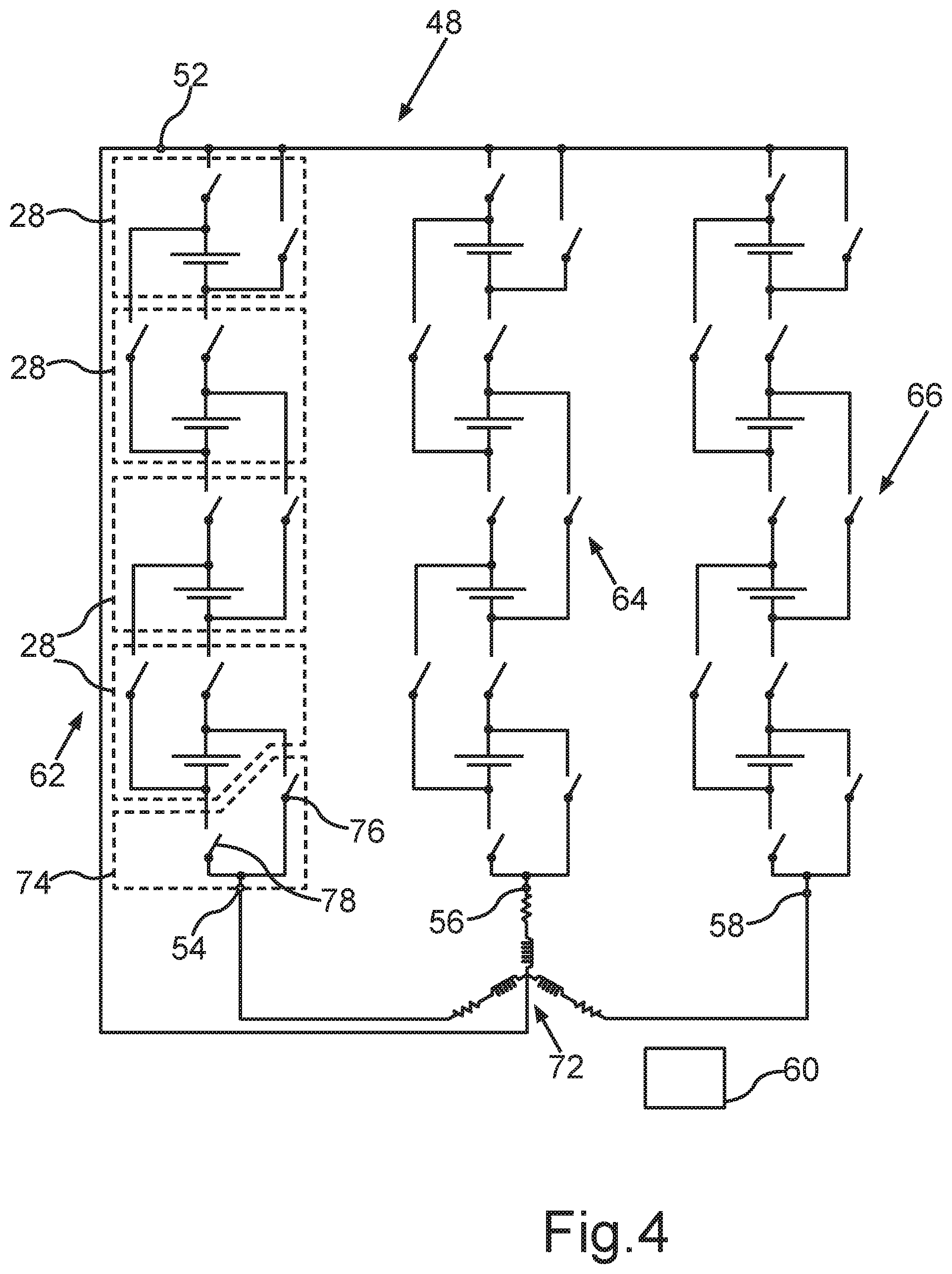 Patent US12308473 Figure 3 – Switching configuration for a battery module