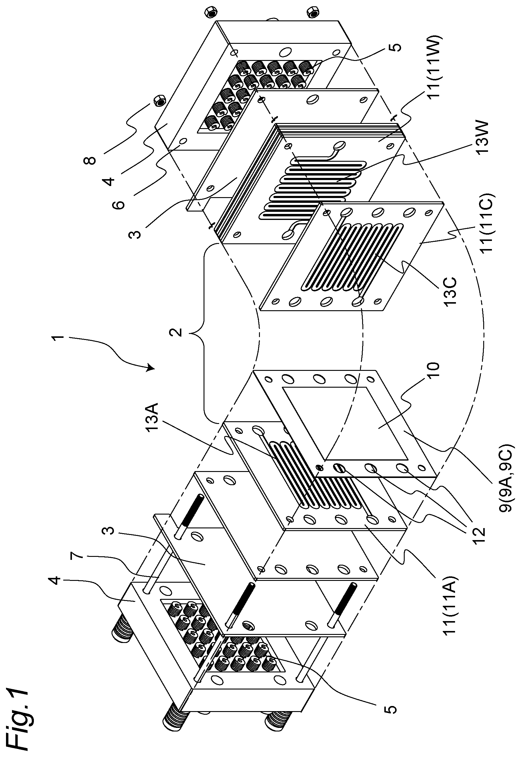 Patent US12308486 Figure 1 – Fuel cell module, fuel cell stack, and manufacturing method of fuel cell module