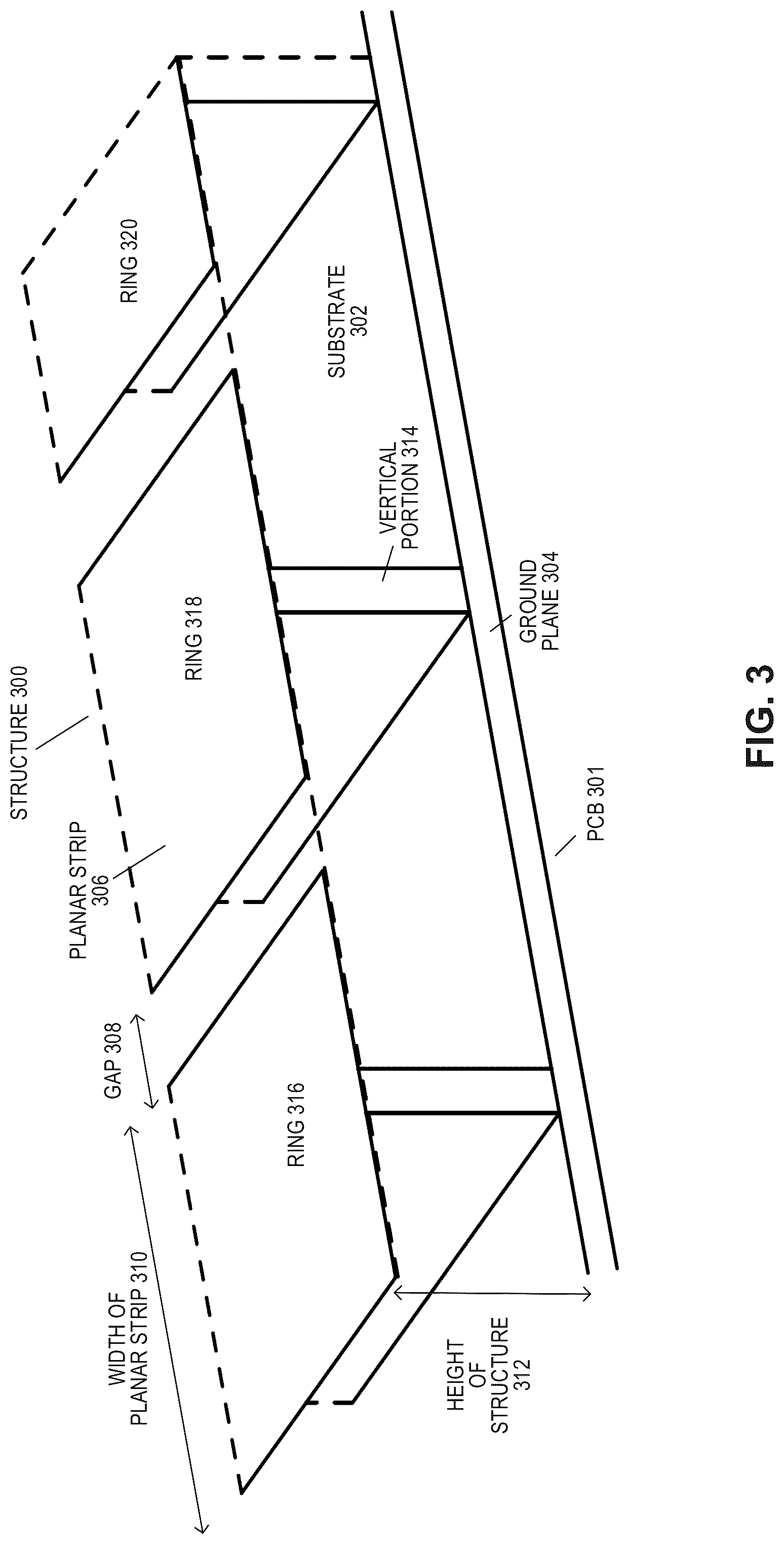 Patent US12308517 Figure 3 – Periodic mode-selective structure for surface wave scattering mitigation in millimeter wave antenna arrays
