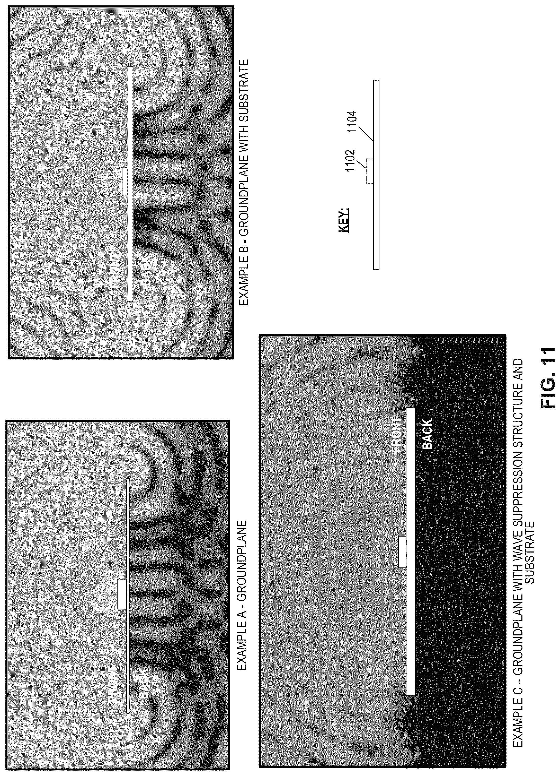 Patent US12308517 Figure 7 – Periodic mode-selective structure for surface wave scattering mitigation in millimeter wave antenna arrays