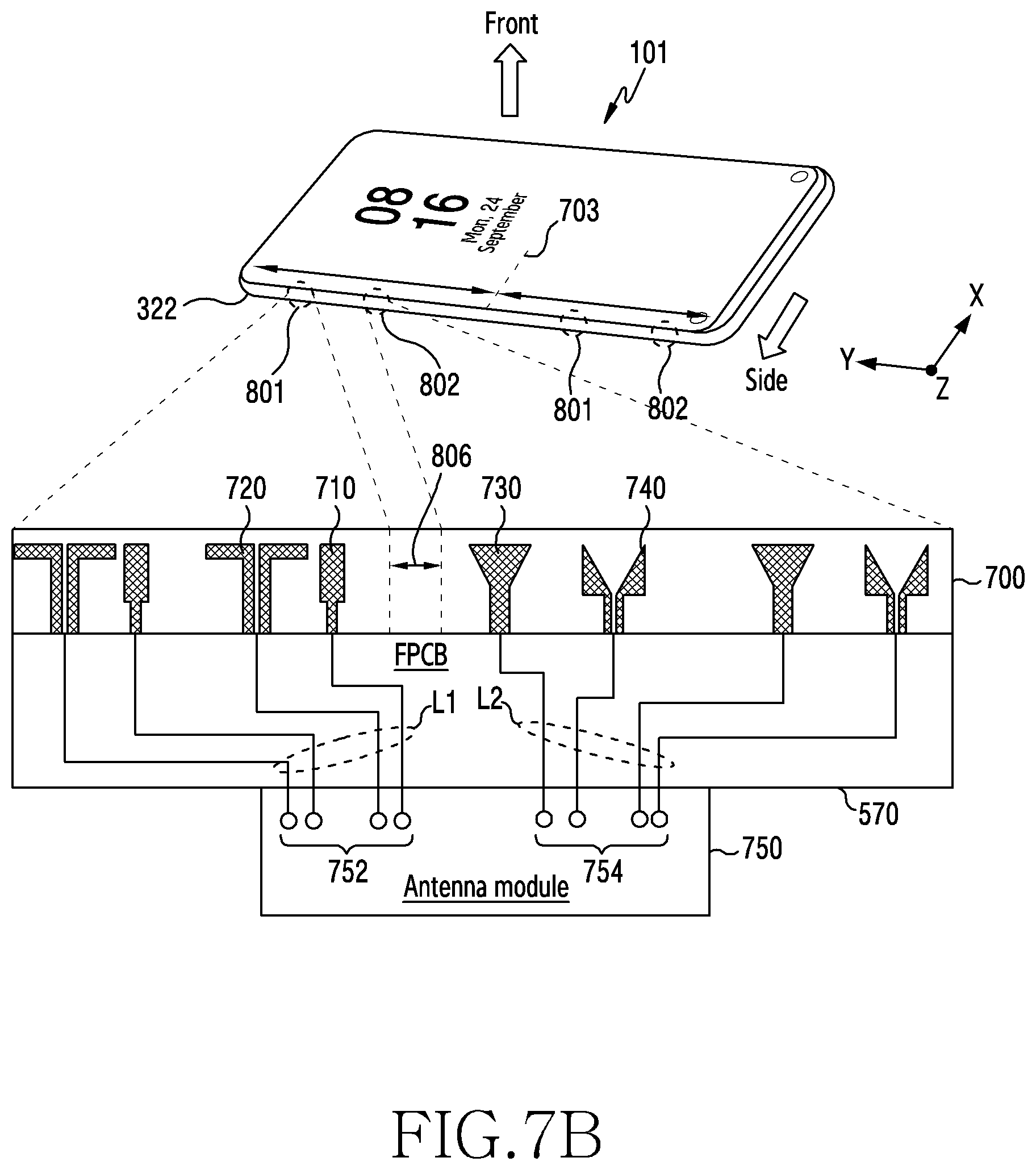 Patent US12308528 Figure 10 – Electronic device including antenna