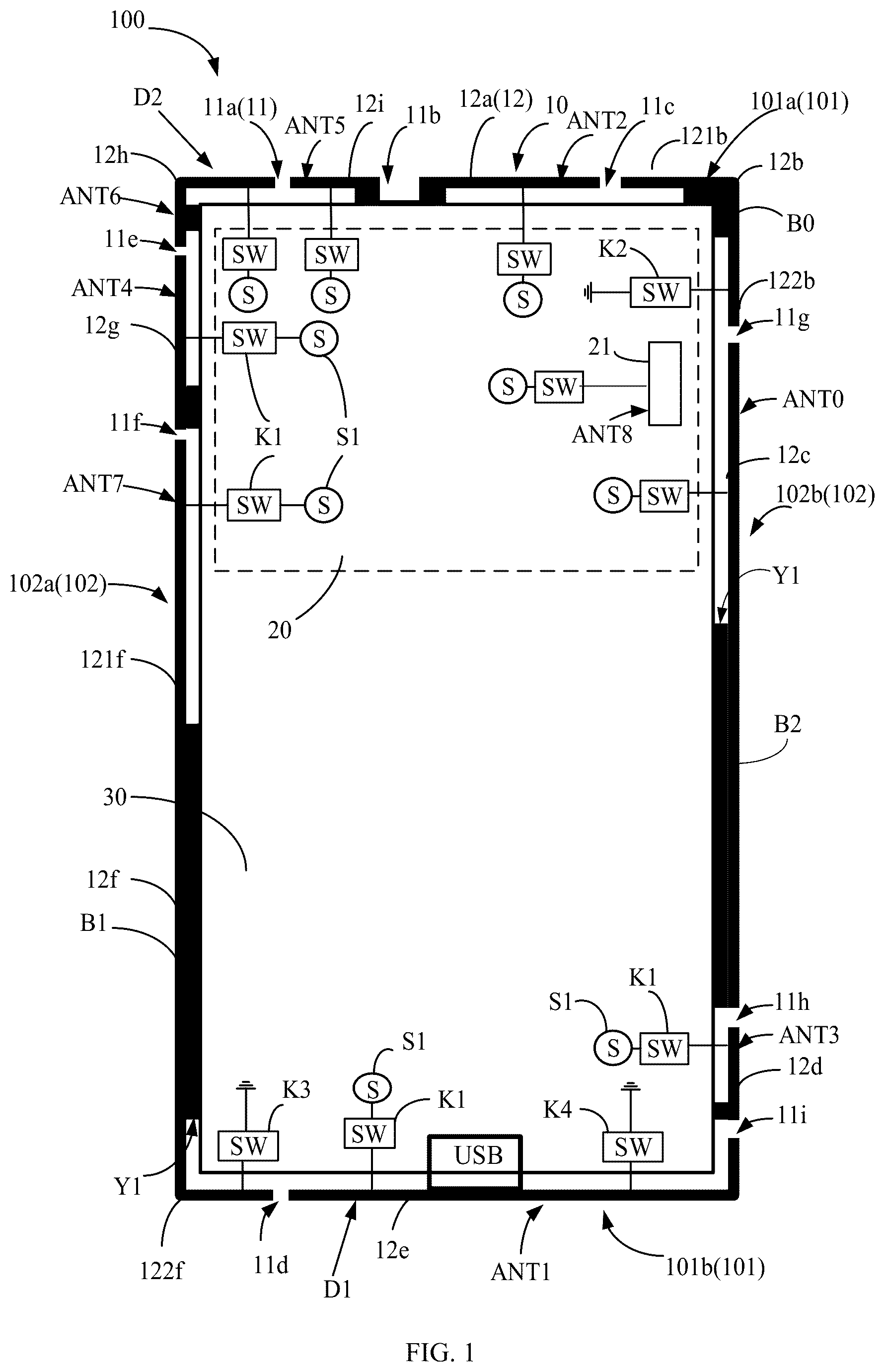 Patent US12308529 — Electronic device — Figure 1