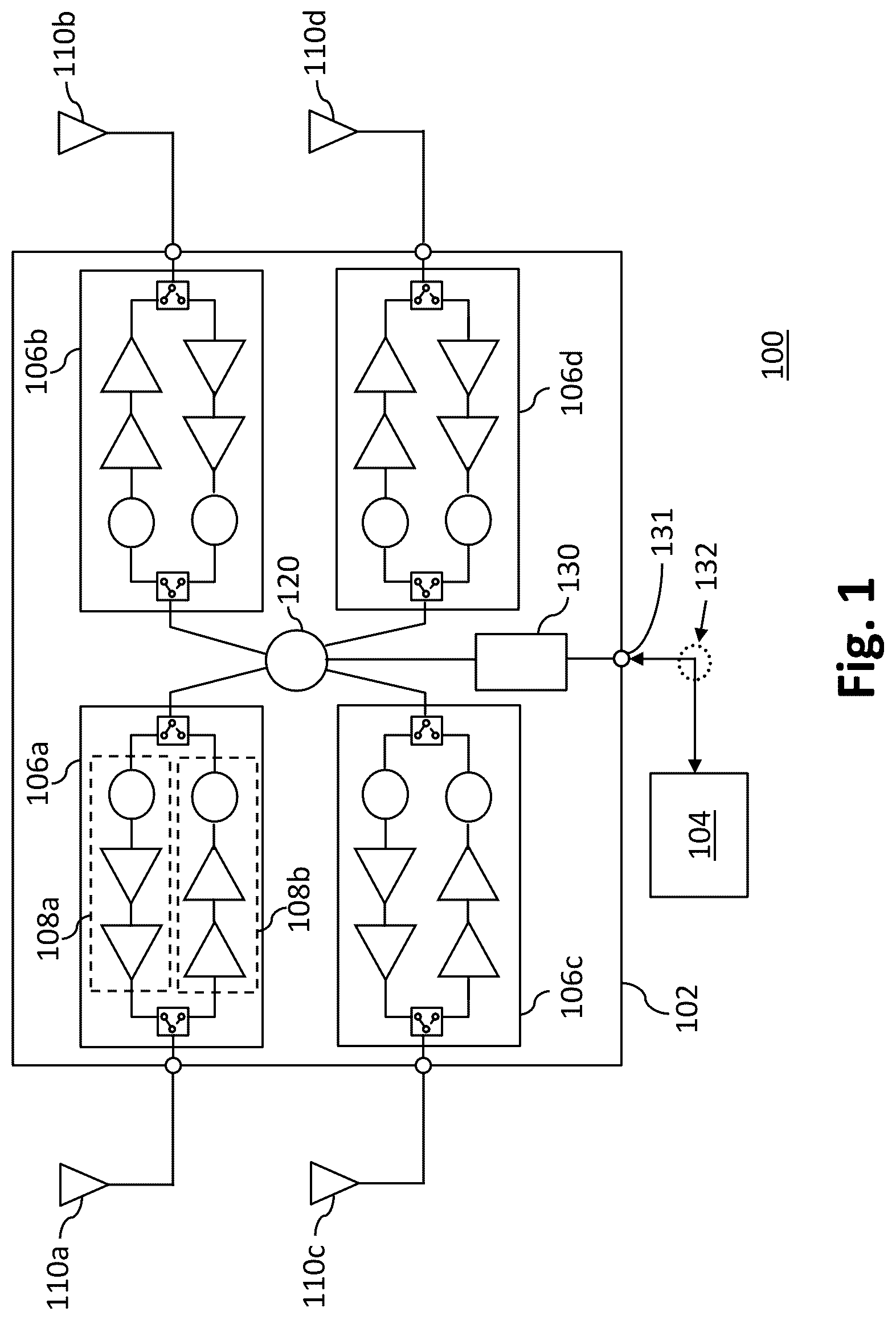 Patent US12308531 Figure 1 – Gain variation compensation using temperature attenuator