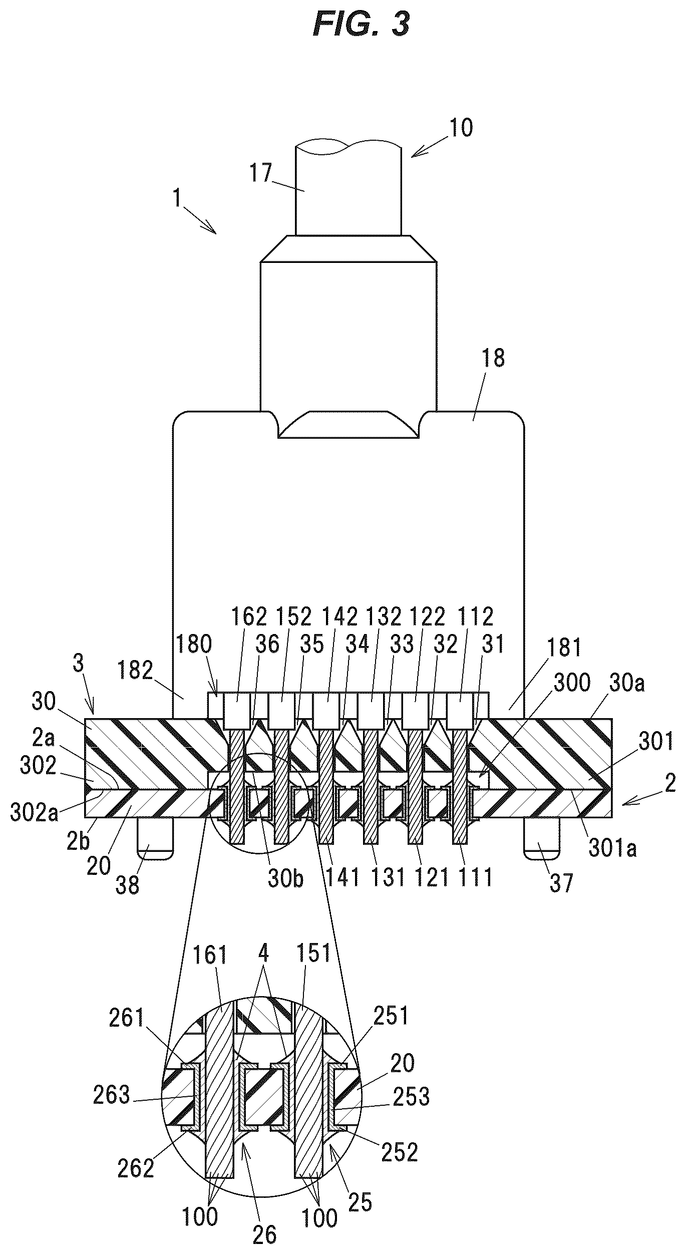 Patent US12308540 Figure 3 – Wire-to-circuit board connection structure and a circuit board-attached cable