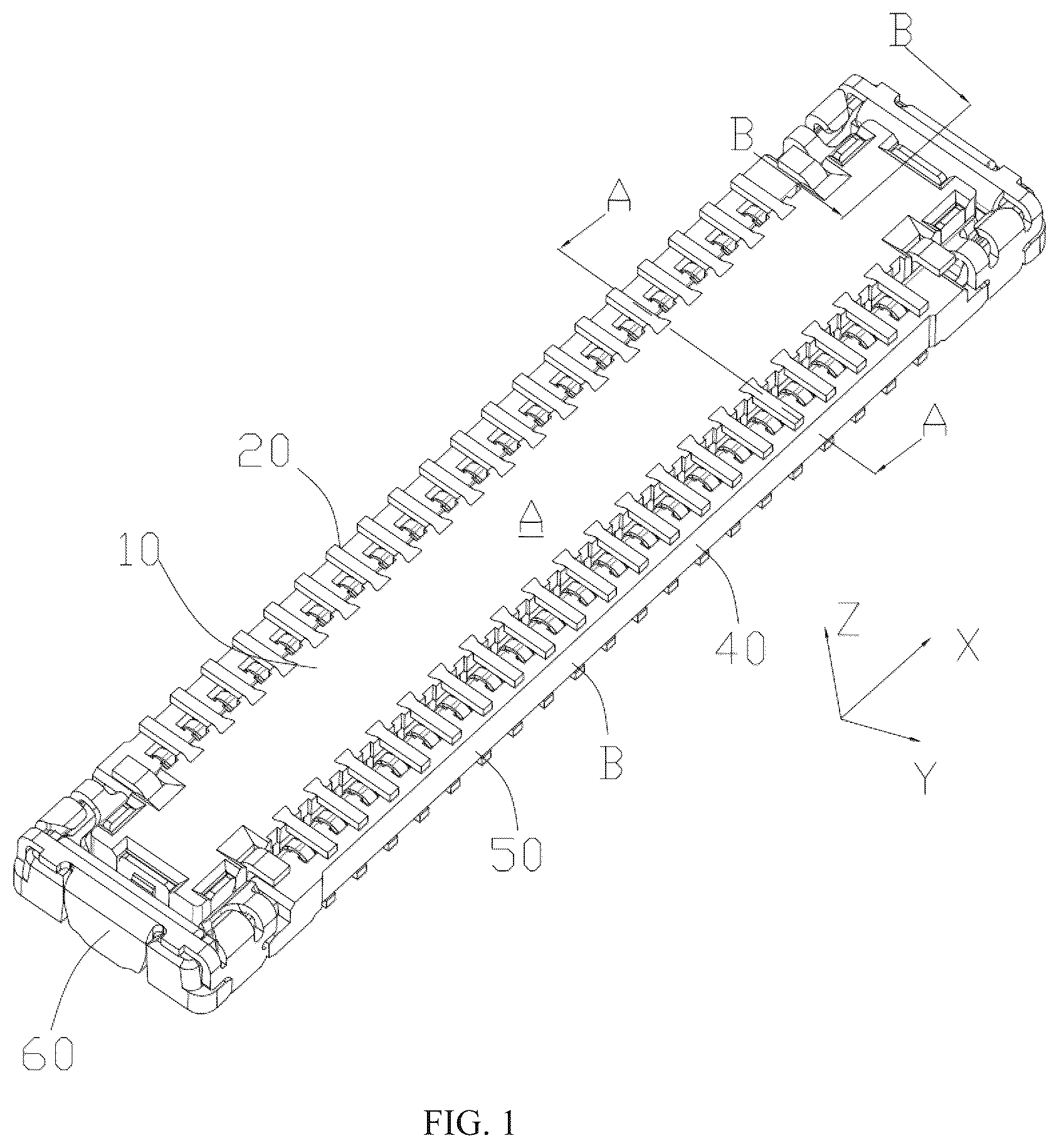 Patent US12308541 Figure 1 – Board-to-board socket