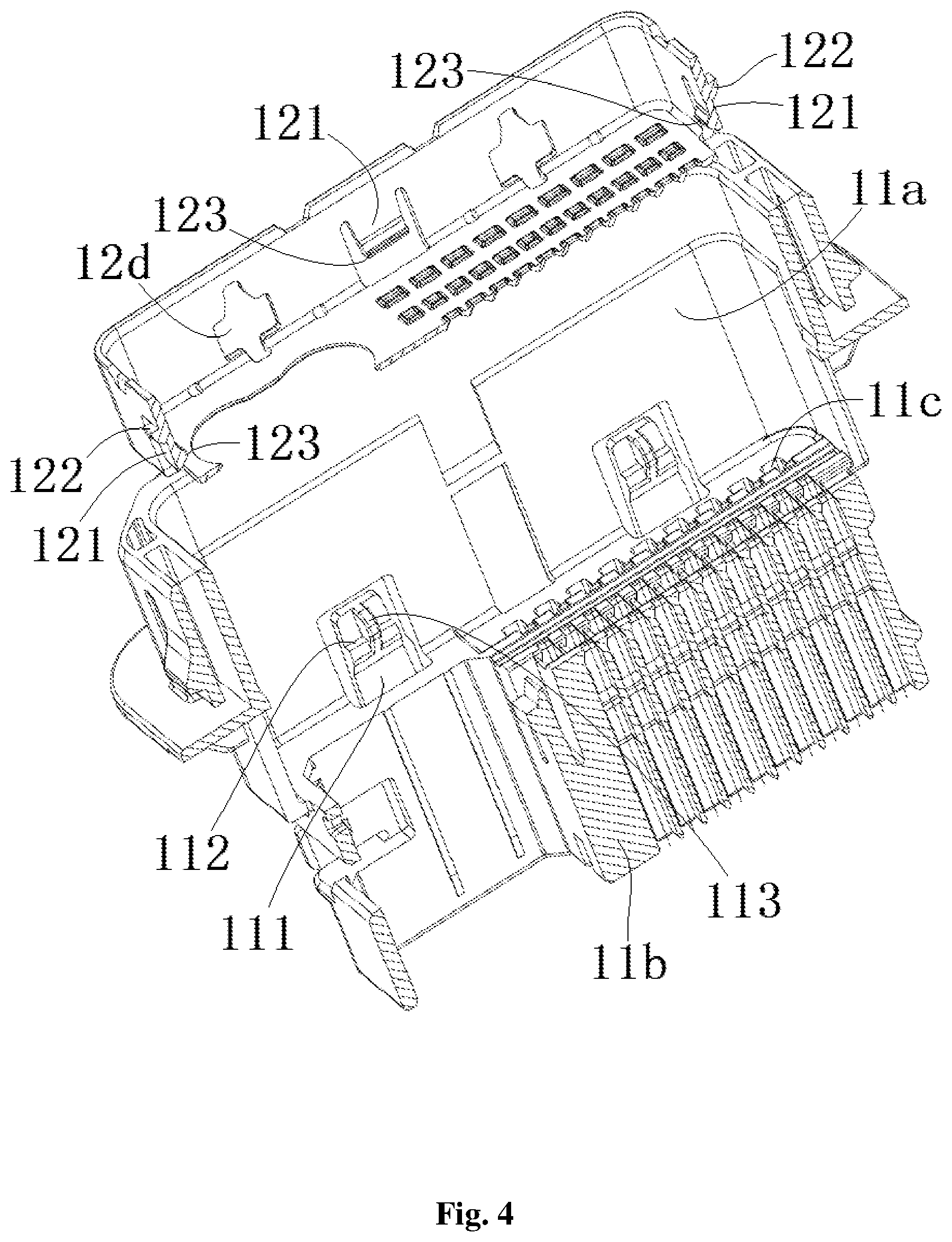 Patent US12308554 Figure 4 – Terminal protector, connector and connector assembly