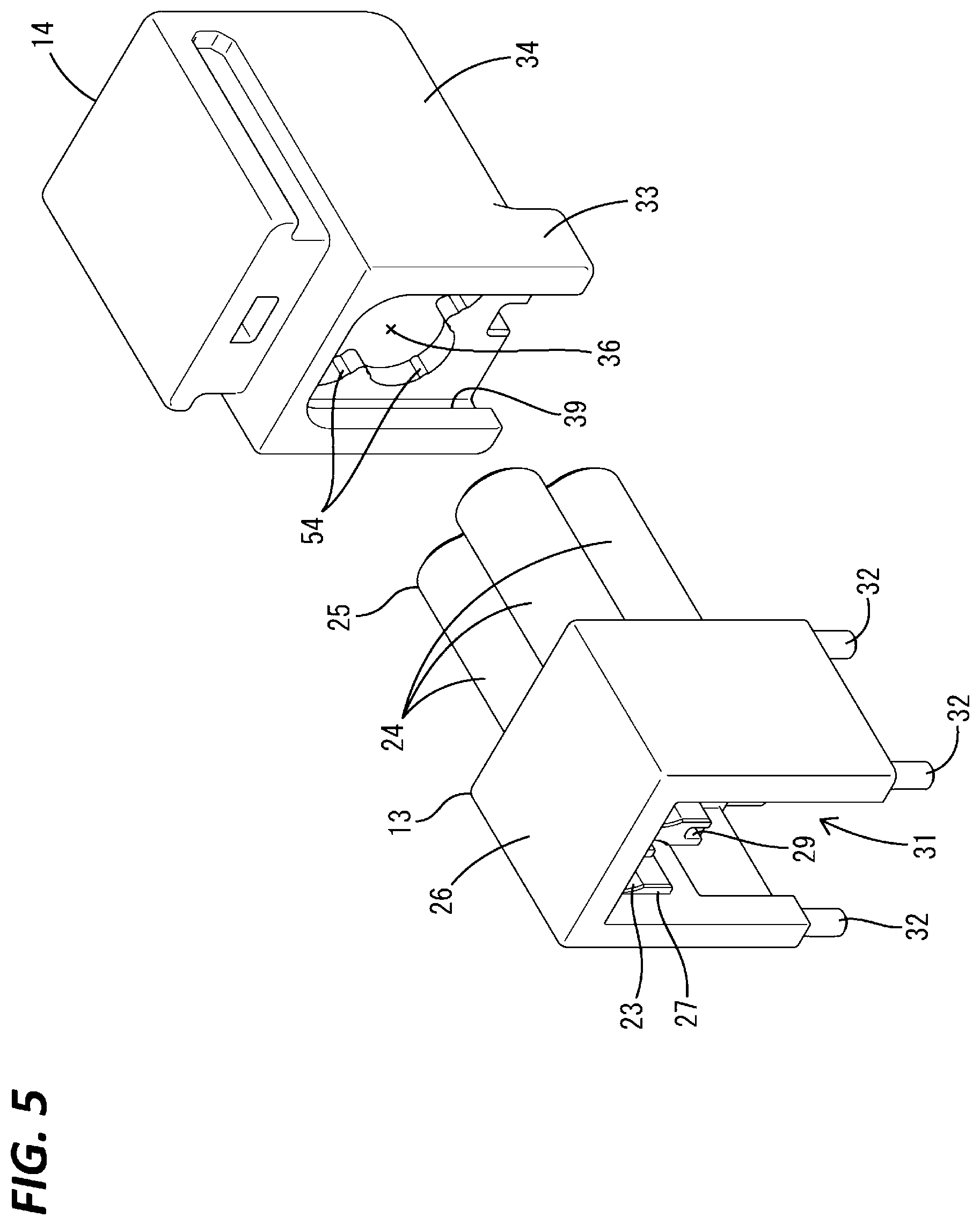 Patent US12308555 Figure 5 – Connector including inner conductor, outer conductor, and housing holding the outer conductor