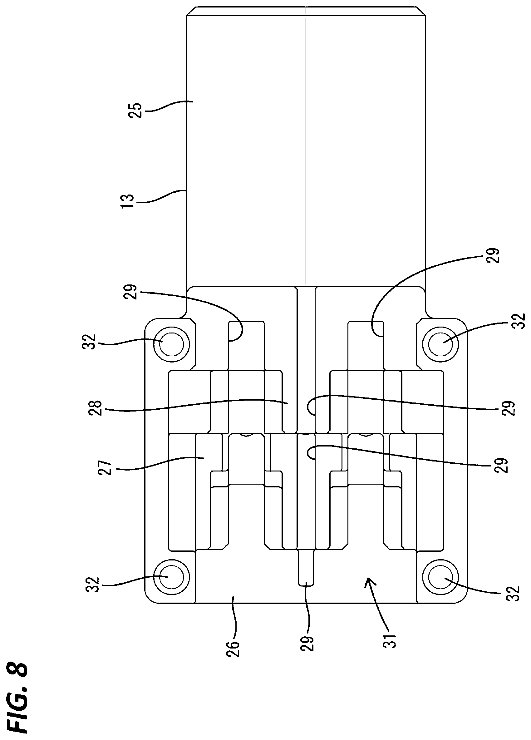 Patent US12308555 Figure 8 – Connector including inner conductor, outer conductor, and housing holding the outer conductor