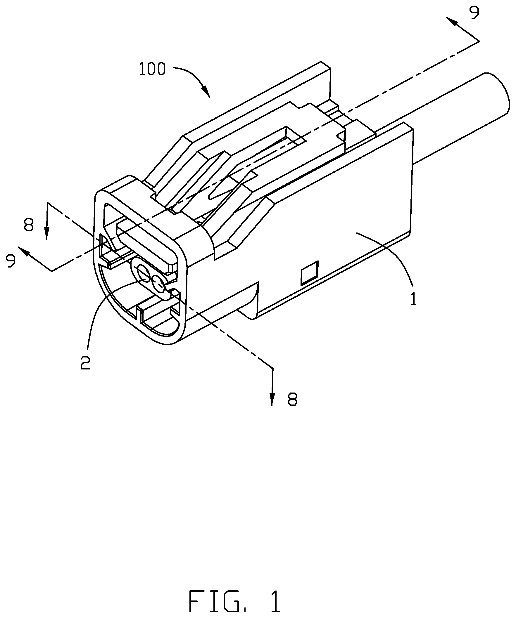 Patent US12308556 Figure 1 – Cable connector with improved terminal and wire holding portions