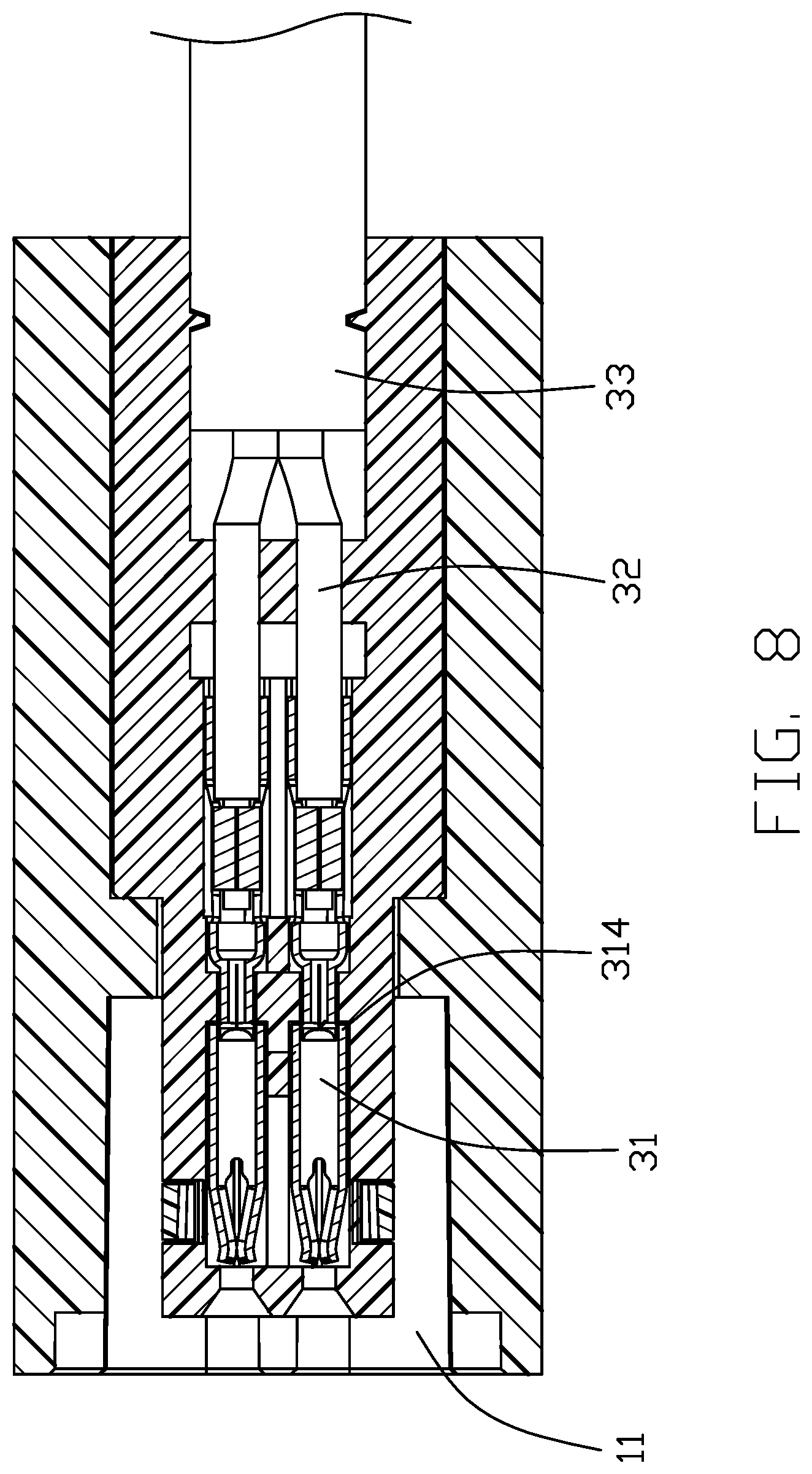 Patent US12308556 Figure 8 – Cable connector with improved terminal and wire holding portions