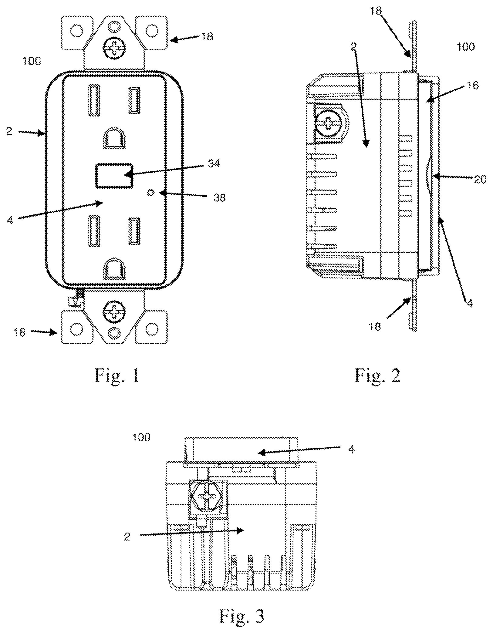 Patent US12308557 Figure 1 – Slide on off receptacle panel device