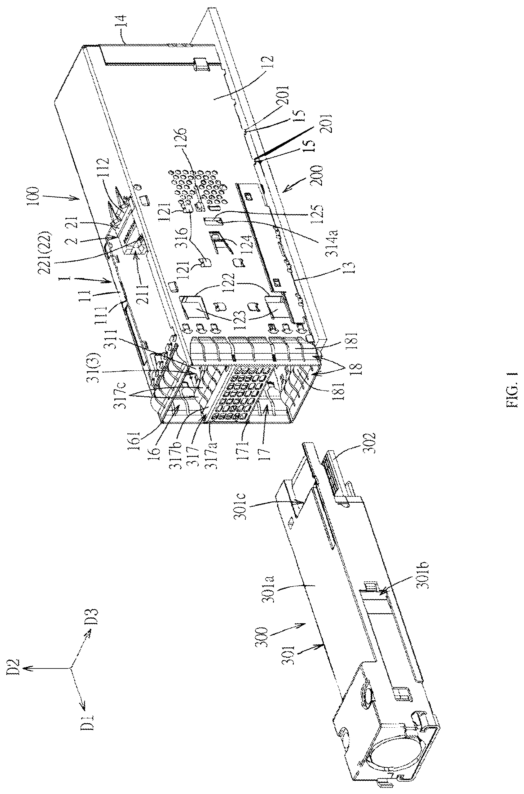 Patent US12308559 Figure 1 – Connector assembly