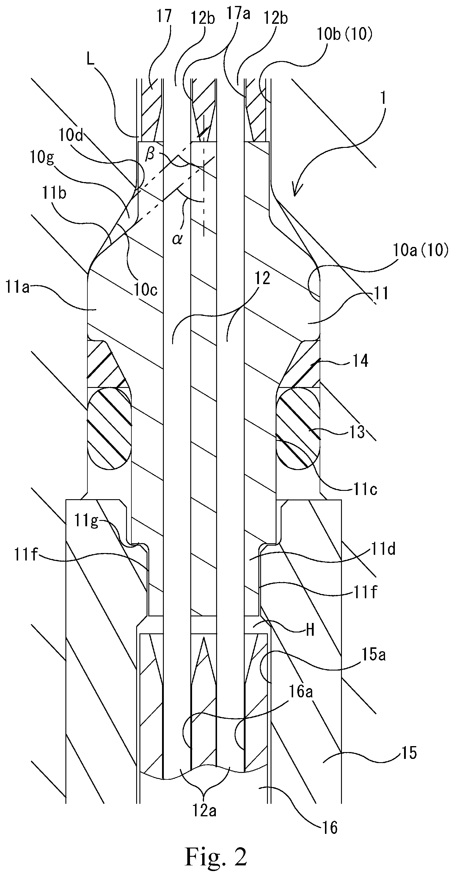 Patent US12308560 Figure 2 – Hermetic terminal and tank valve device including same