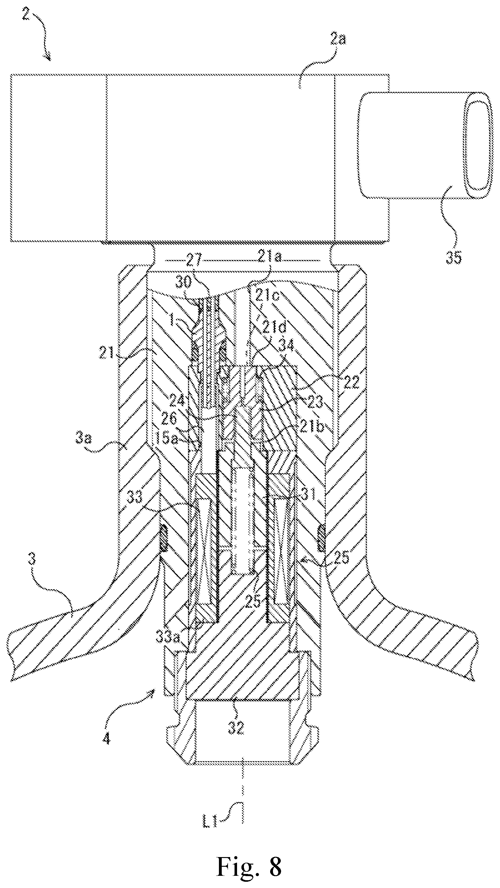 Patent US12308560 Figure 8 – Hermetic terminal and tank valve device including same