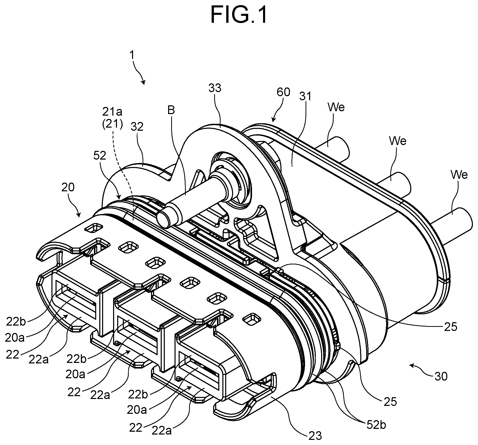 Patent US12308561 Figure 1 – Connector including abutted section forming pair with abutting section of mating fitting space to align center of connector with center of mating fitting space