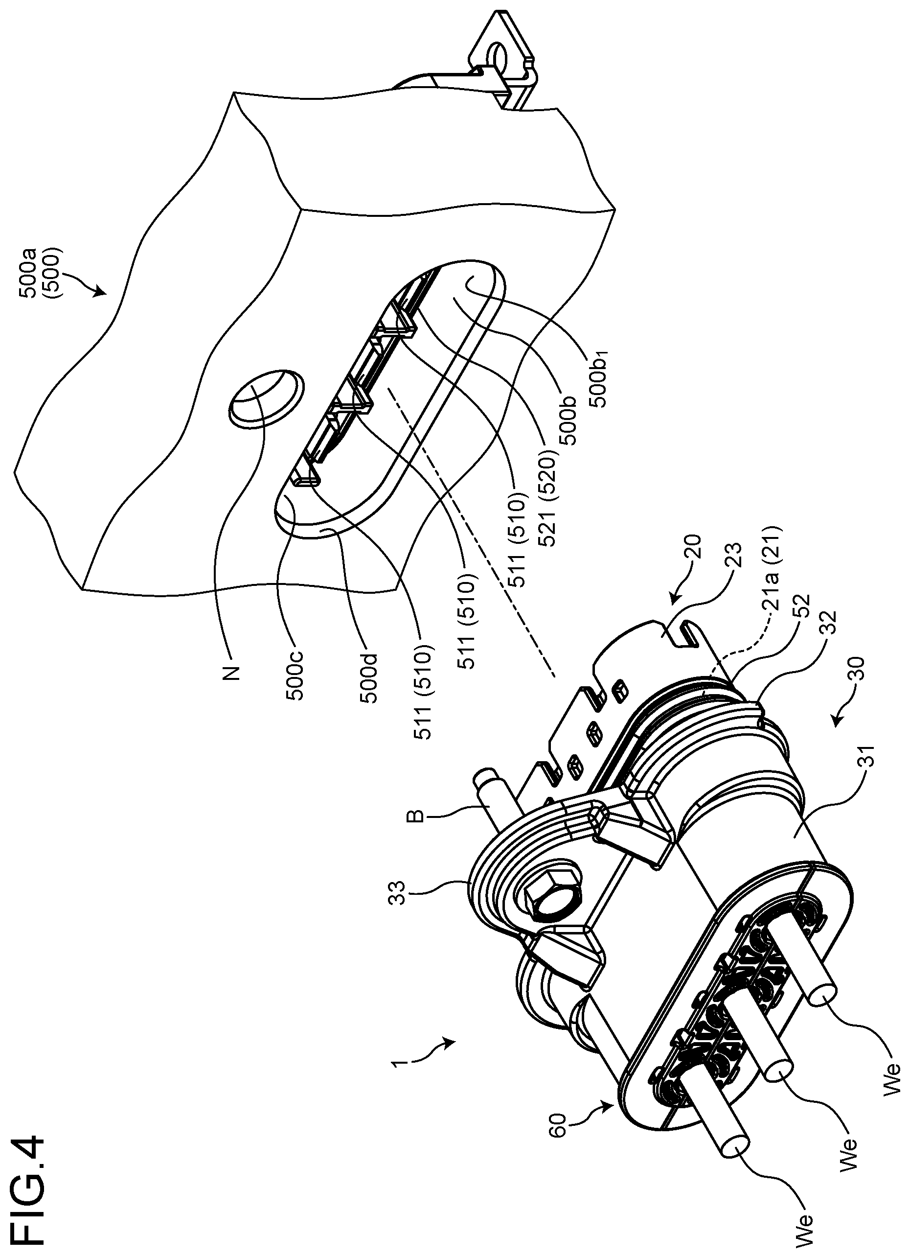 Patent US12308561 Figure 4 – Connector including abutted section forming pair with abutting section of mating fitting space to align center of connector with center of mating fitting space