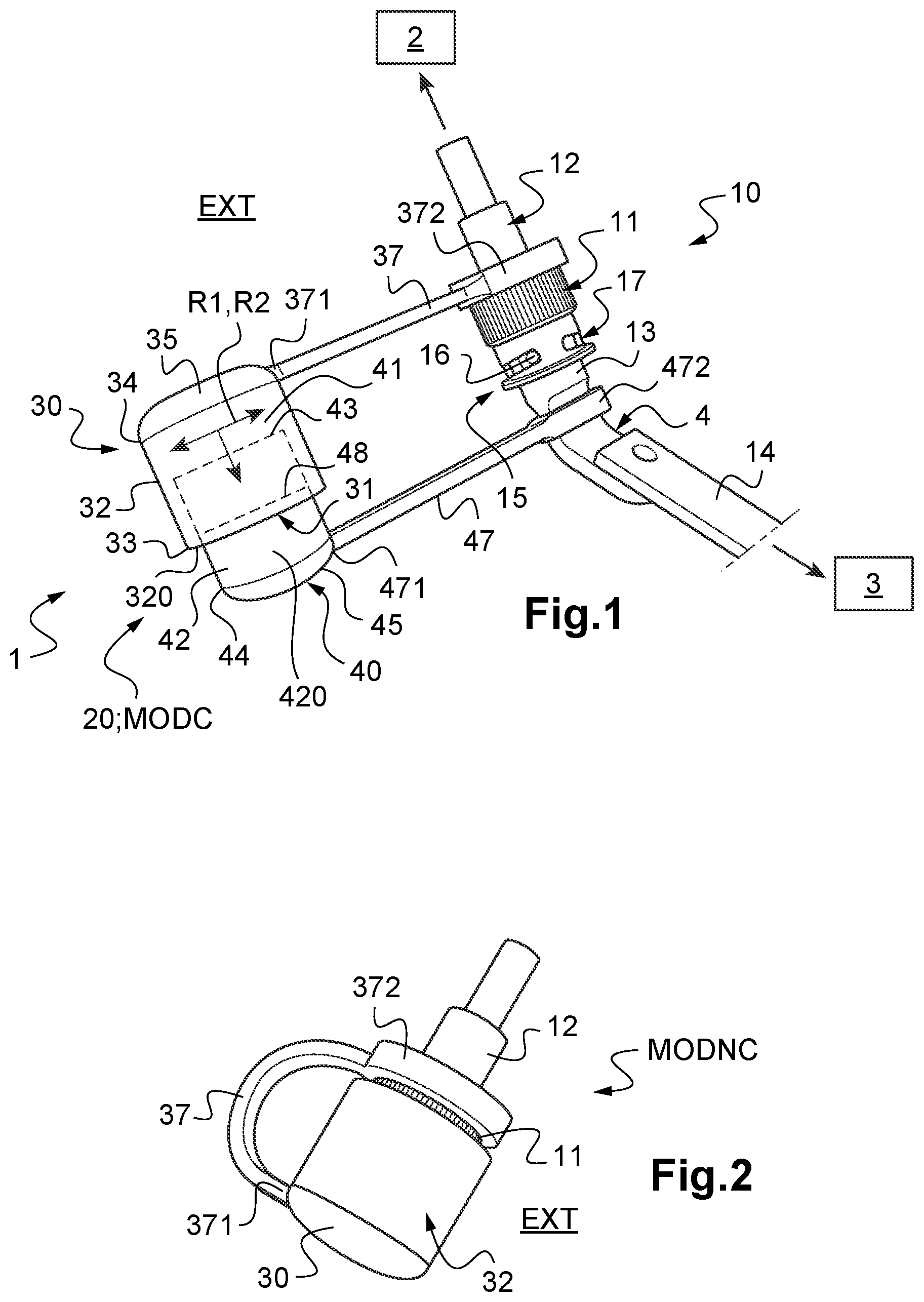 Patent US12308562 Figure 1 – Protective assembly for connectors, system and vehicle provided with such an assembly