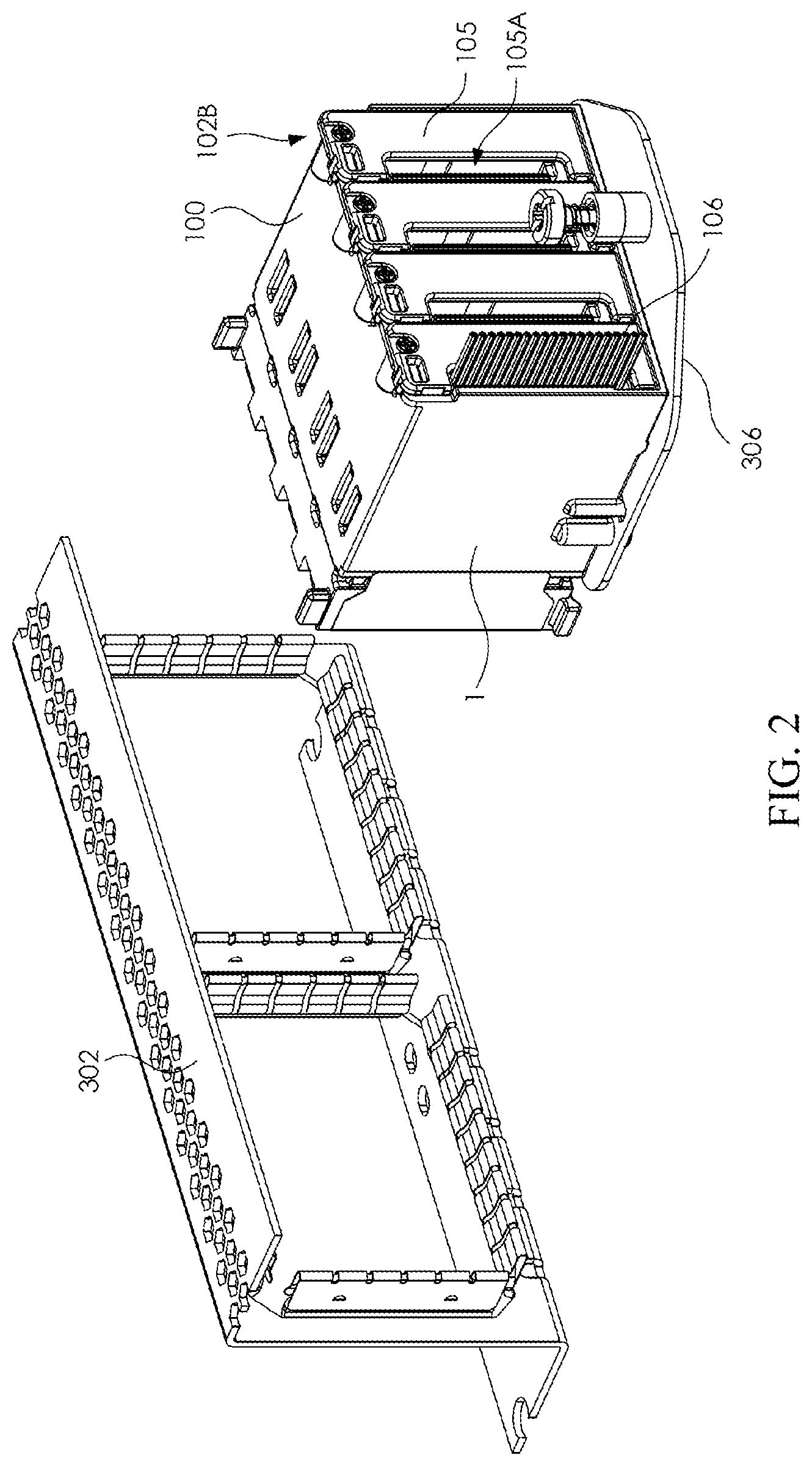 Patent US12308567 Figure 2 – Receptacle module and connector assembly