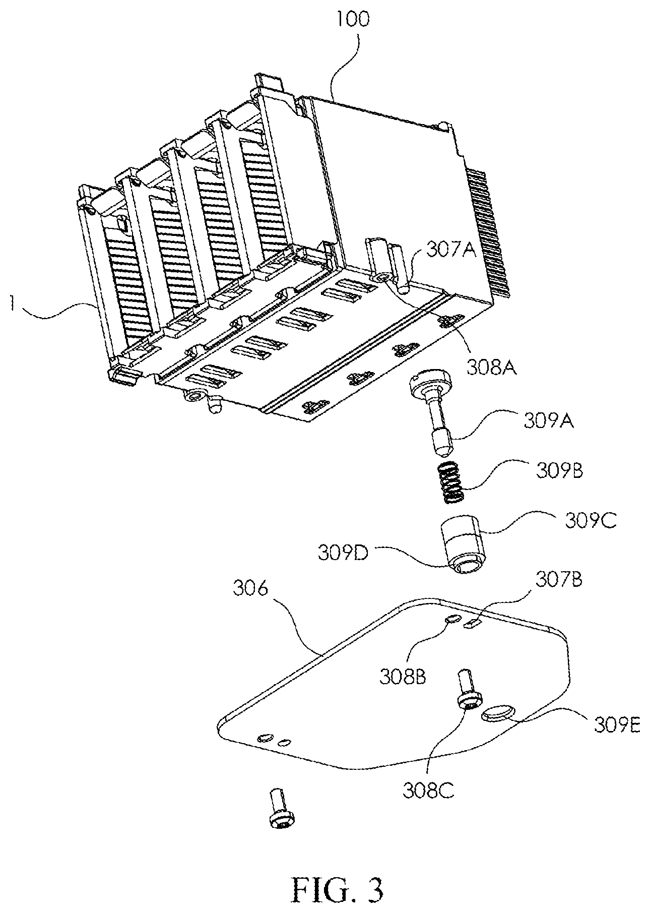 Patent US12308567 Figure 3 – Receptacle module and connector assembly
