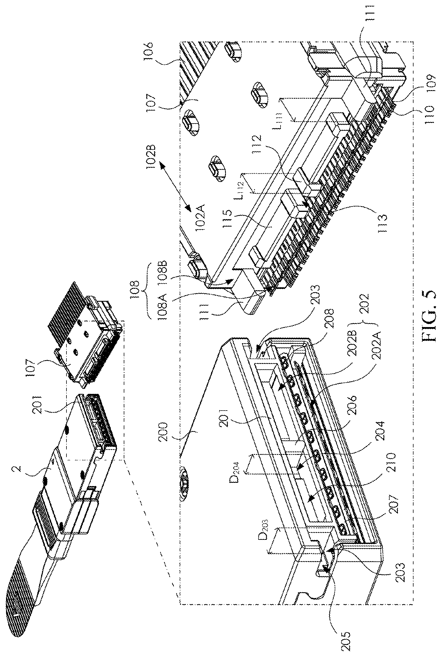 Patent US12308567 Figure 5 – Receptacle module and connector assembly