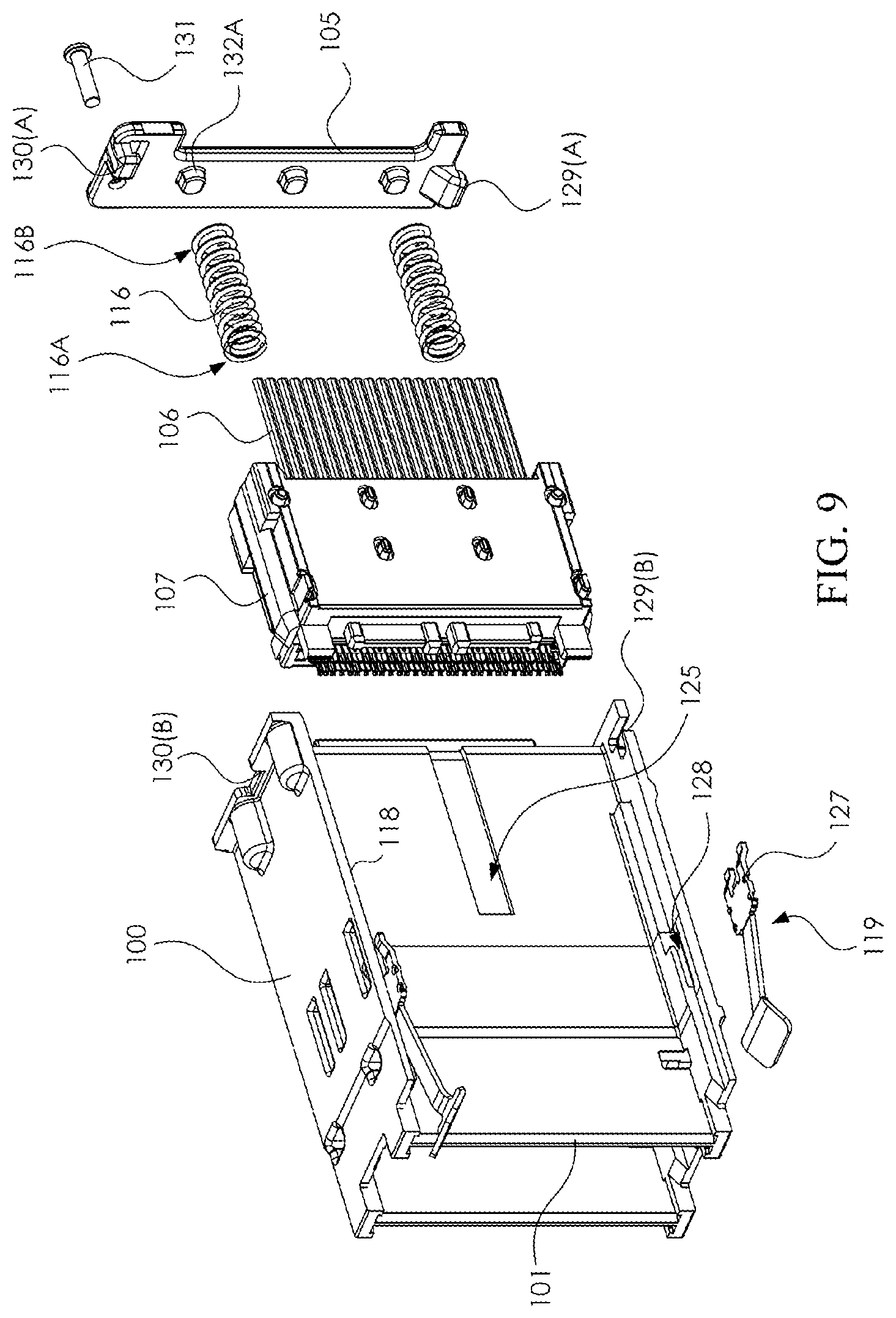 Patent US12308567 Figure 9 – Receptacle module and connector assembly
