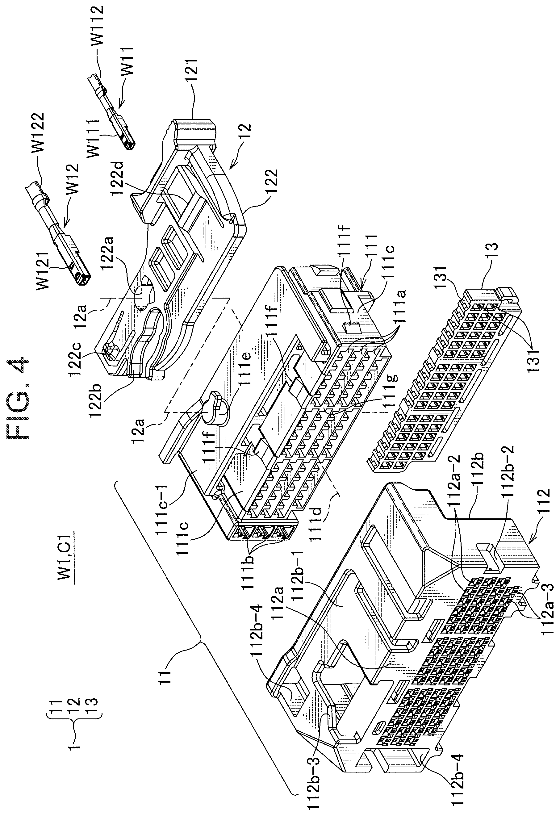 Patent US12308569 Figure 4 – Lever type electrical connector with inner and outer housings