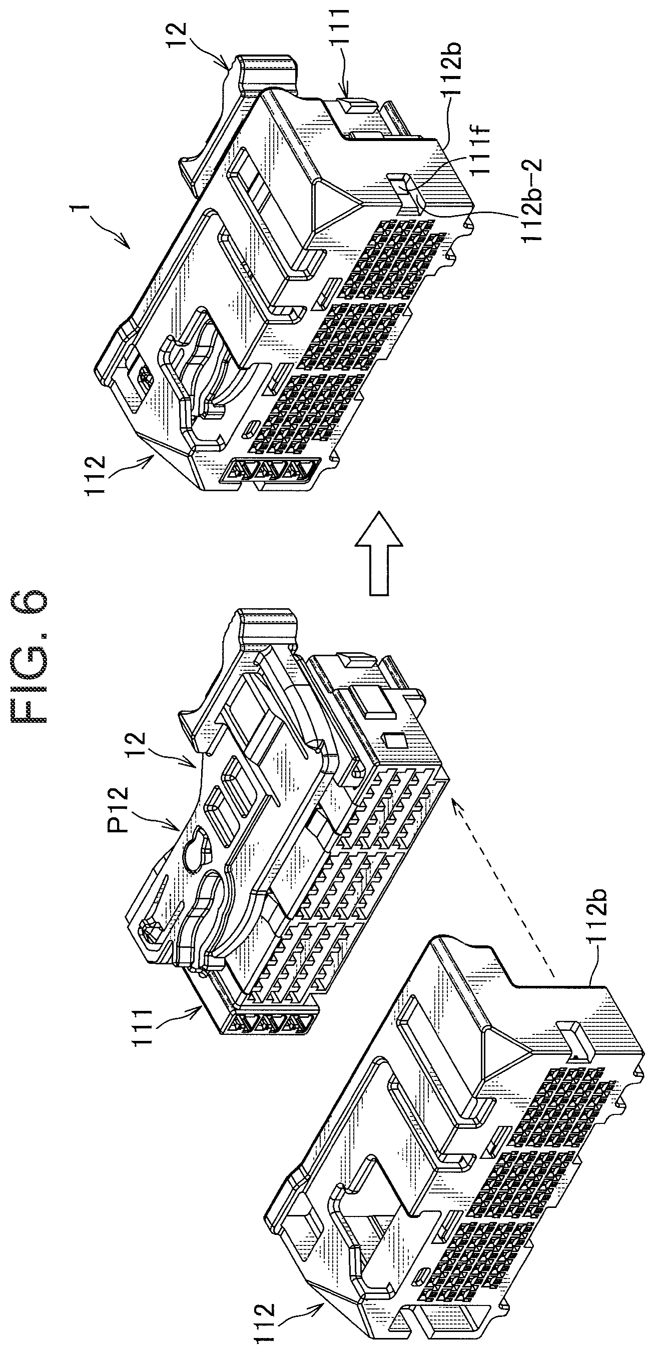 Patent US12308569 Figure 6 – Lever type electrical connector with inner and outer housings
