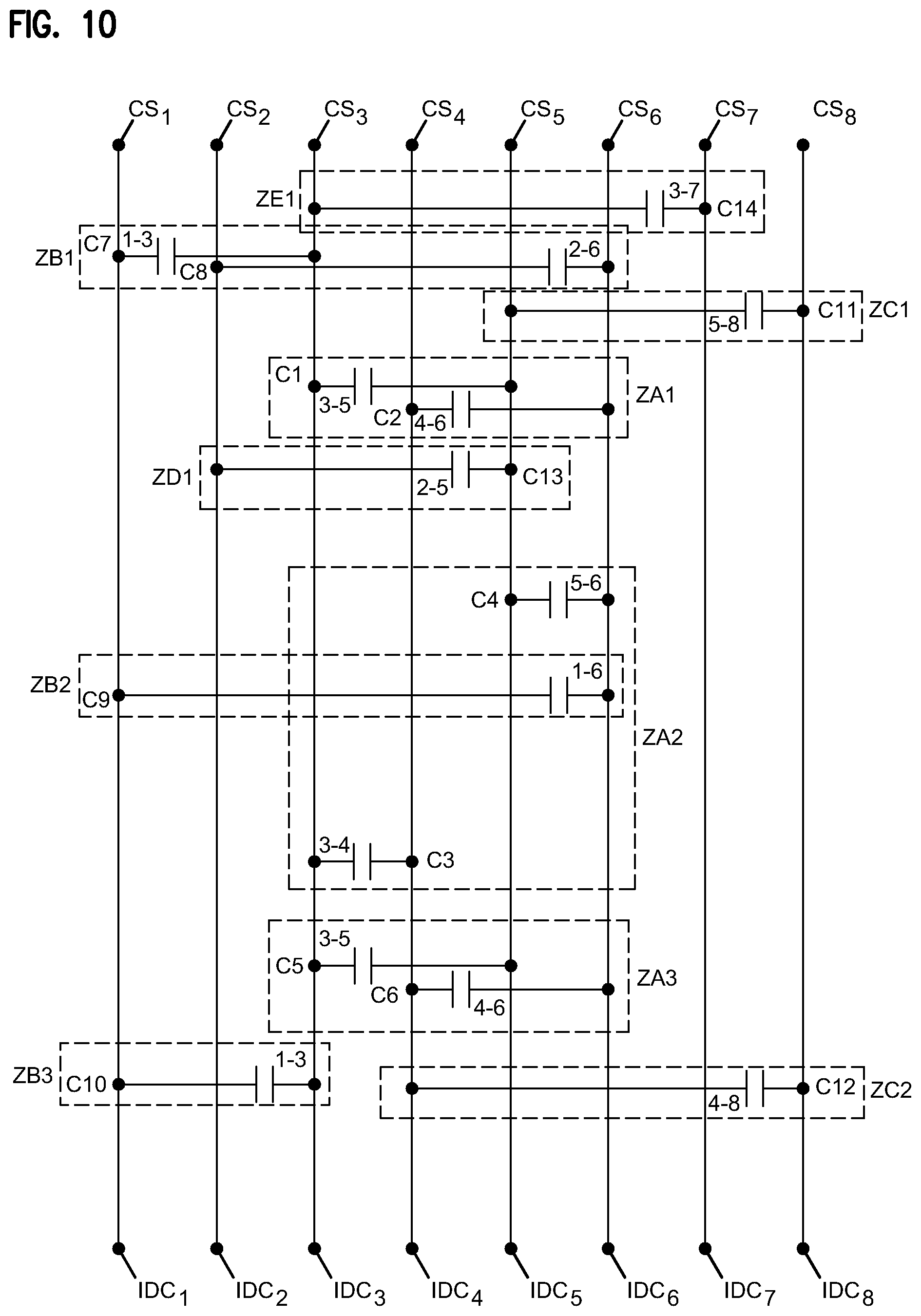 Patent US12308573 Figure 6 – Multistage capacitive crosstalk compensation arrangement