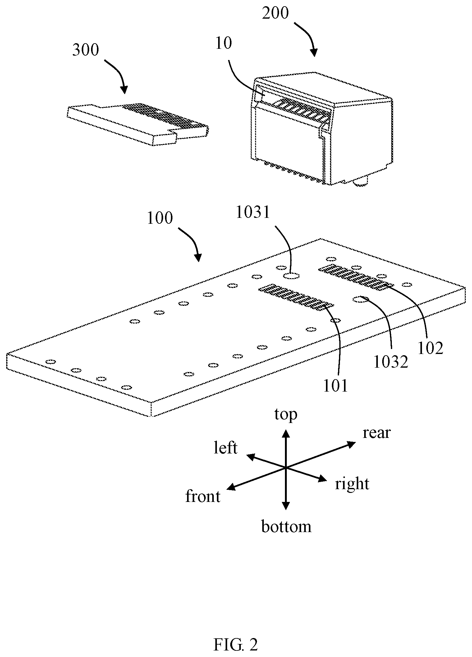 Patent US12308574 Figure 2 – Electrical connector with improved structure for transmitting radio frequency signal