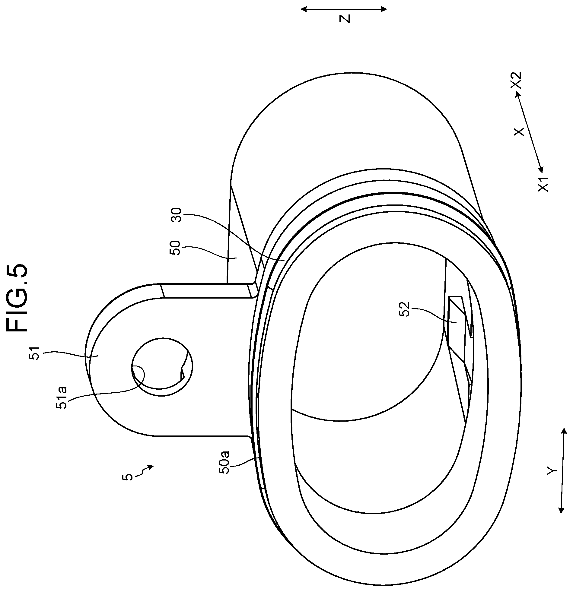 Patent US12308575 Figure 5 – Shield connector including inclined locking surface locking holder to shell