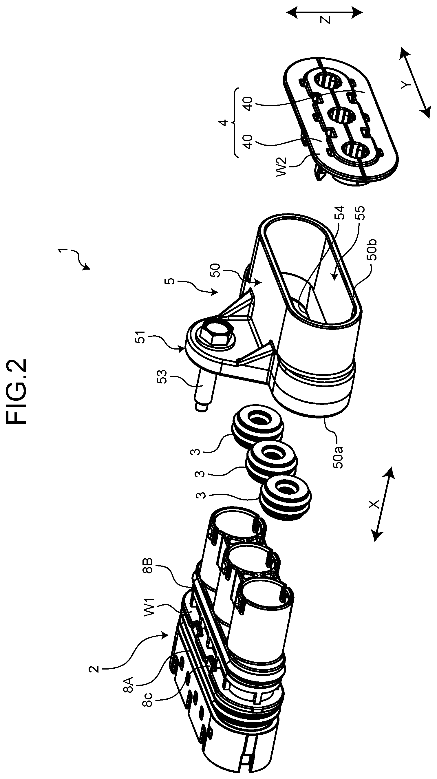 Patent US12308580 Figure 2 – Shield connector with improved stability between shell and braid