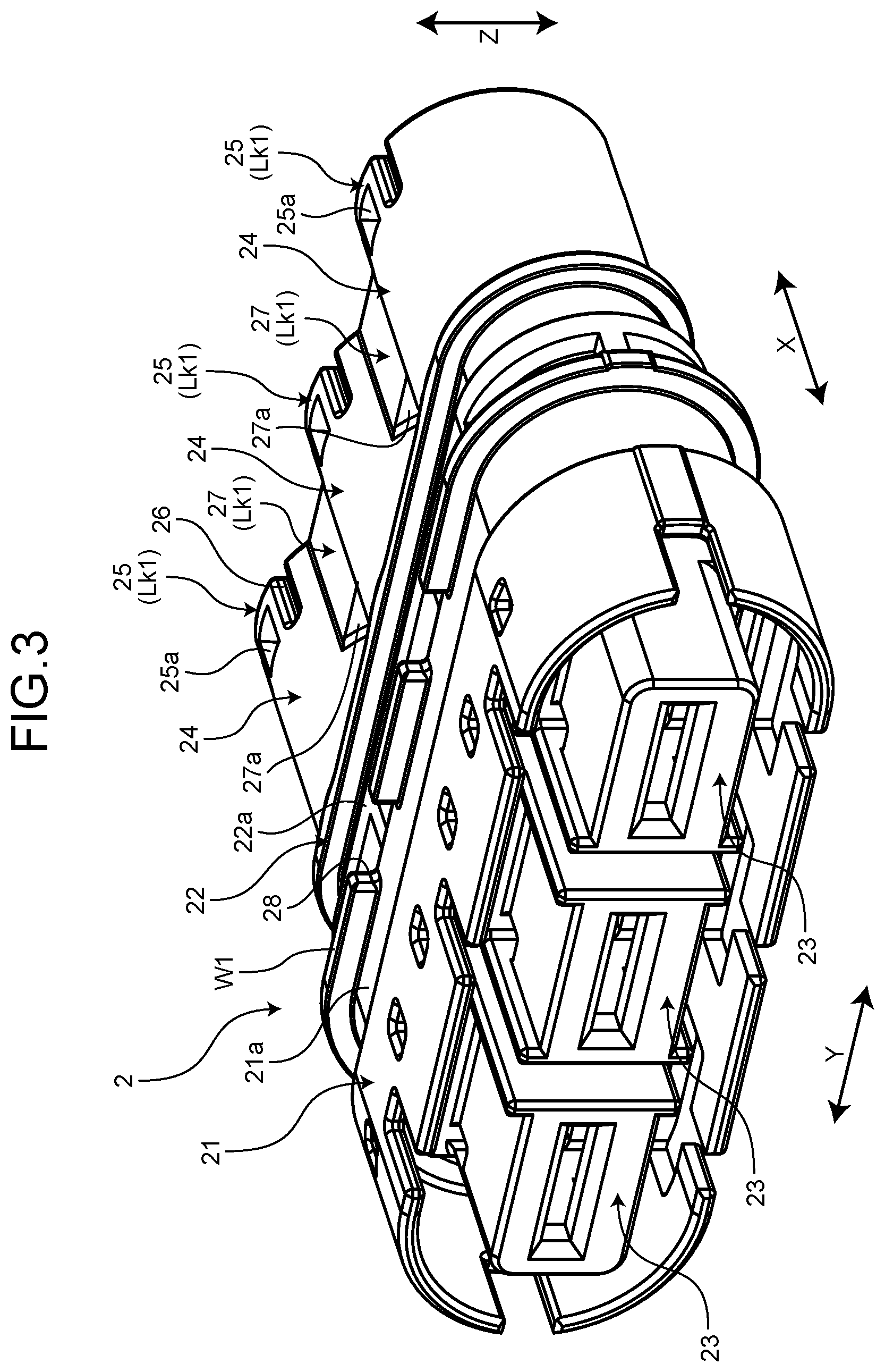 Patent US12308580 Figure 3 – Shield connector with improved stability between shell and braid