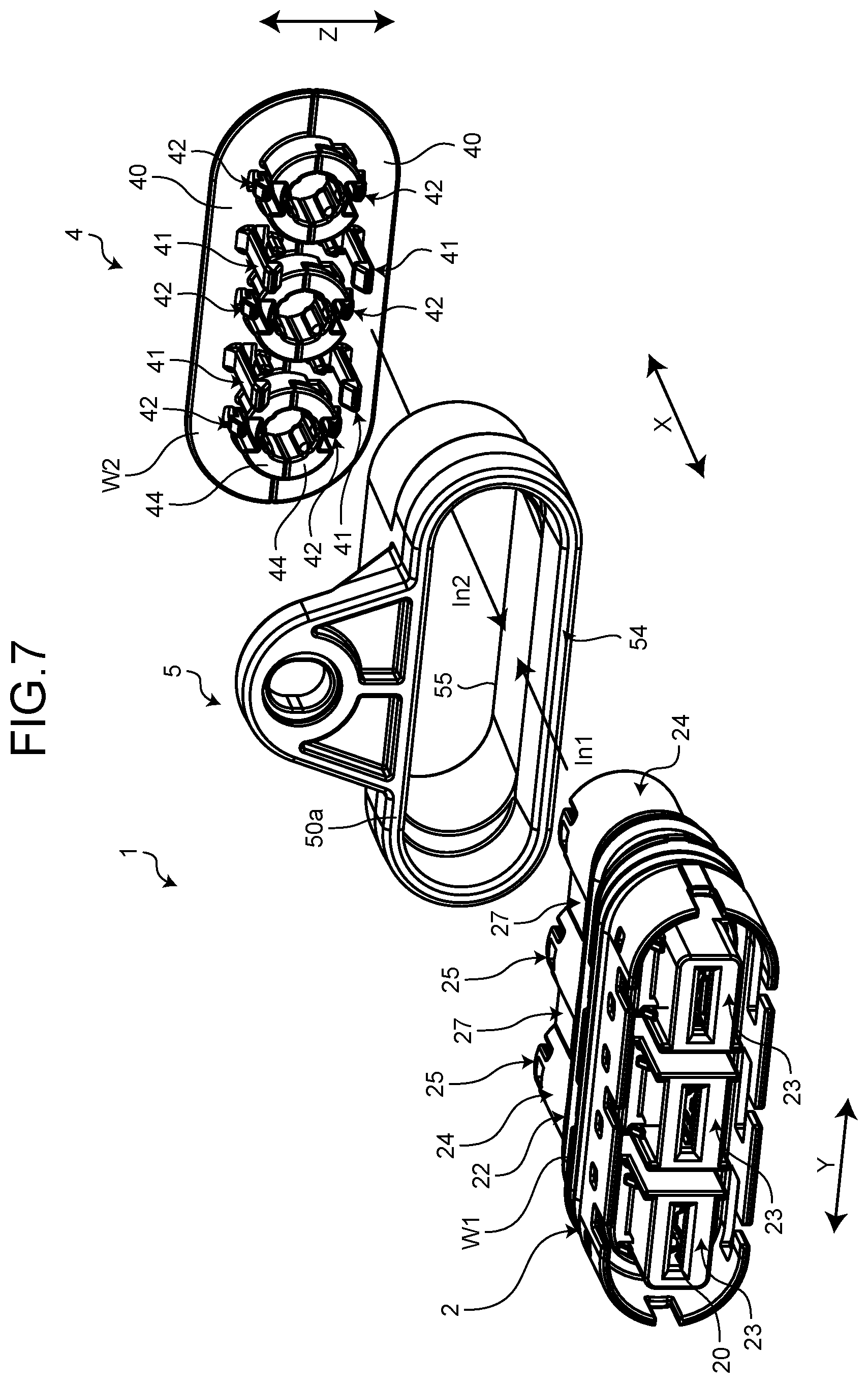 Patent US12308580 Figure 7 – Shield connector with improved stability between shell and braid