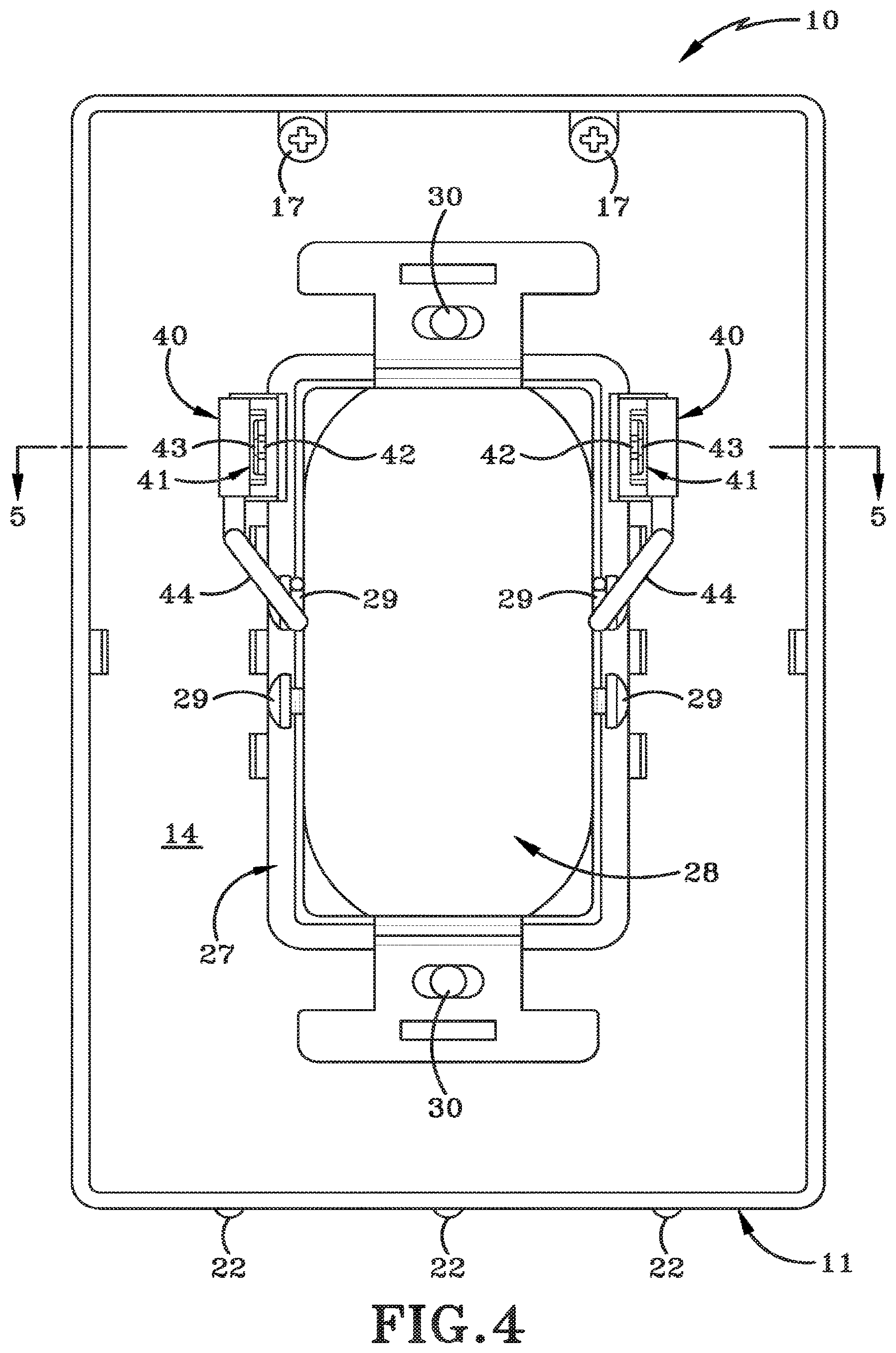 Patent US12308581 Figure 4 – Powered wall plate with plug prongs