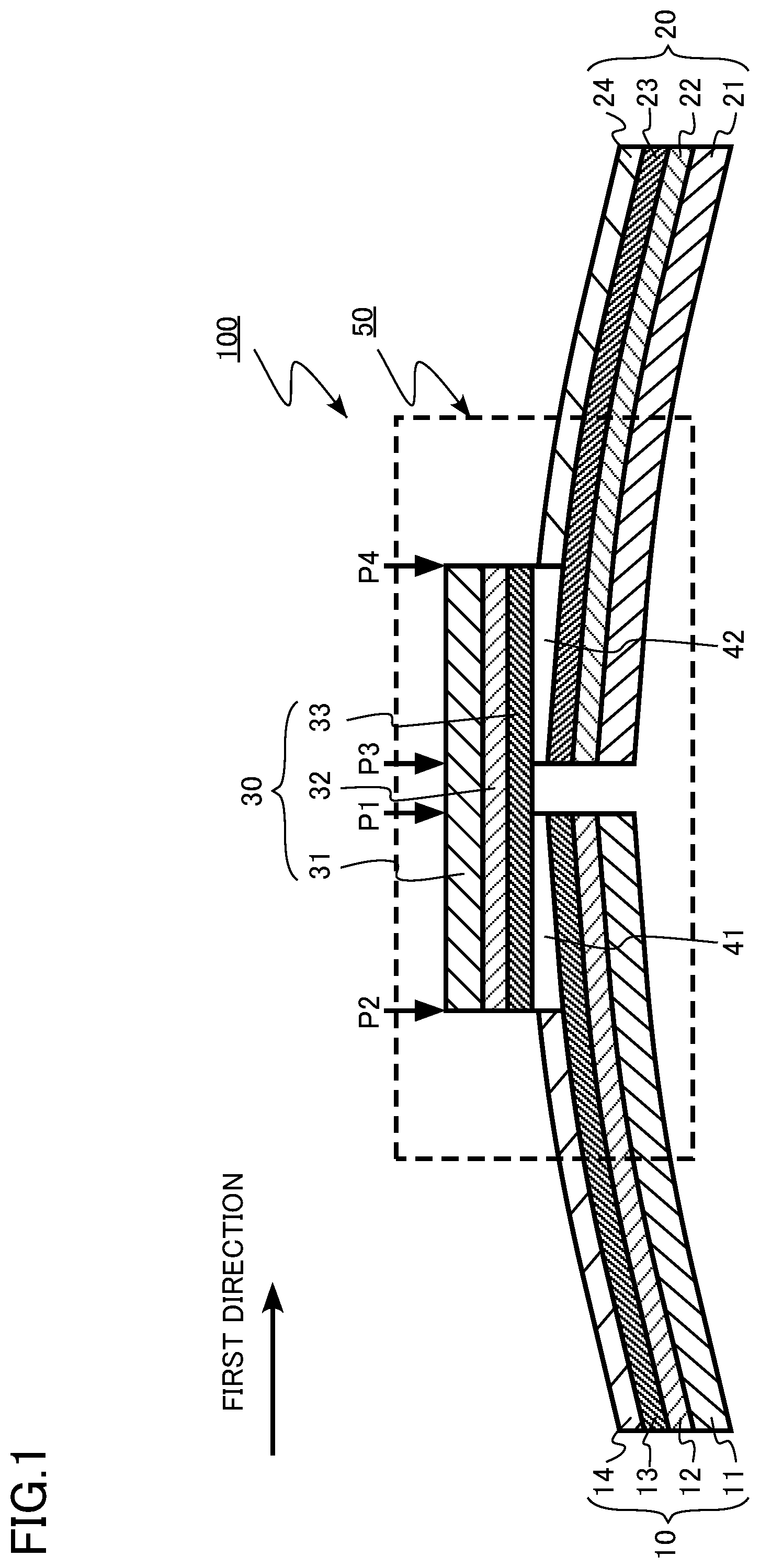 Patent US12308591 Figure 1 – Connection structure of conductive layers, conductive wire, coil and apparatus