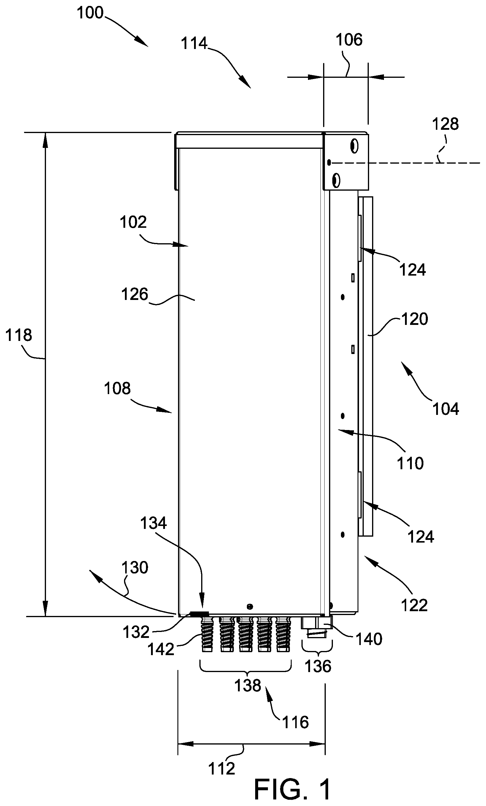 Patent US12308621 Figure 1 – Power distribution enclosure having a combined reconfigurable service entrance and a DC distribution section