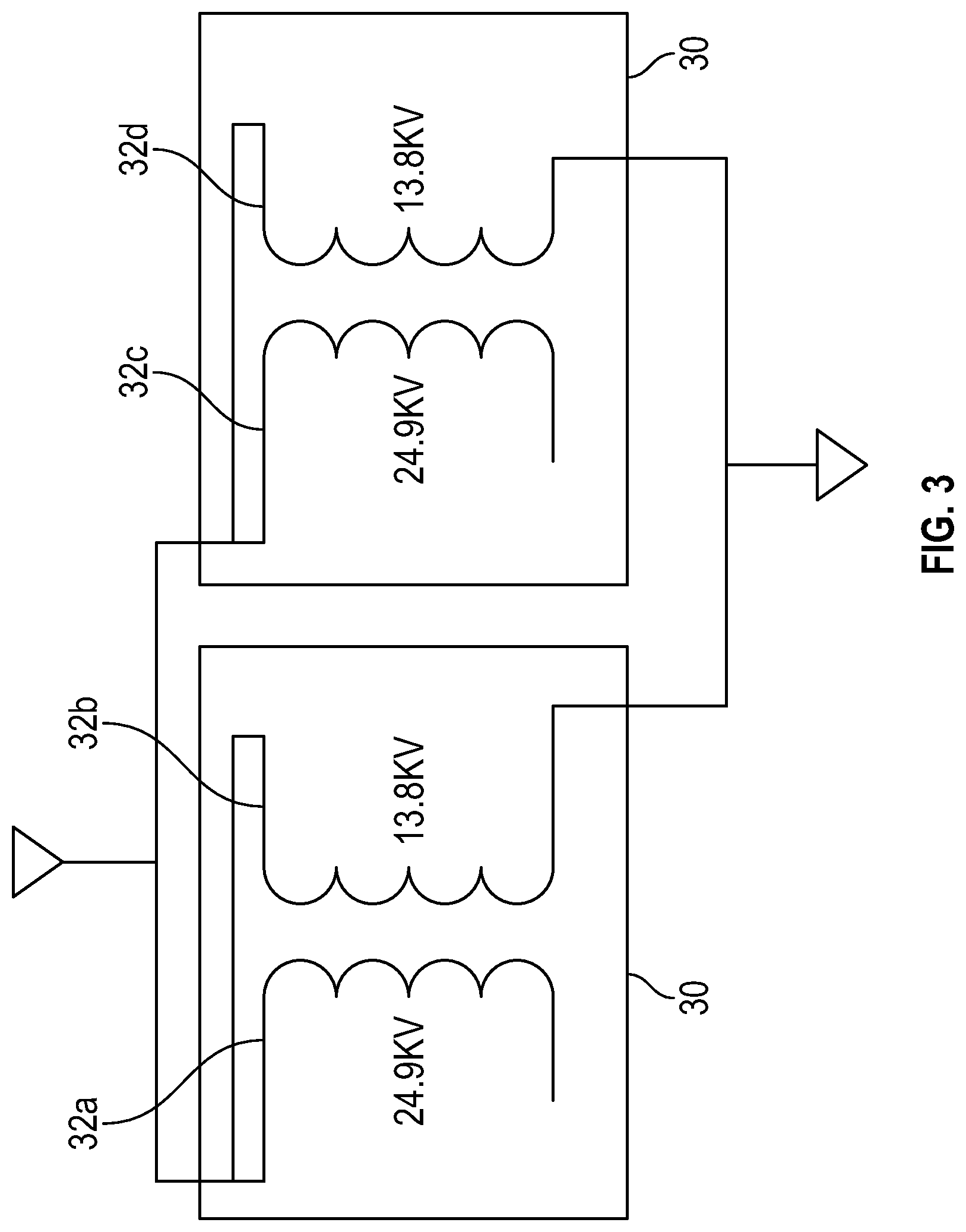 Patent US12308622 Figure 3 – Dual transformer method, for power distribution to fracturing pump systems