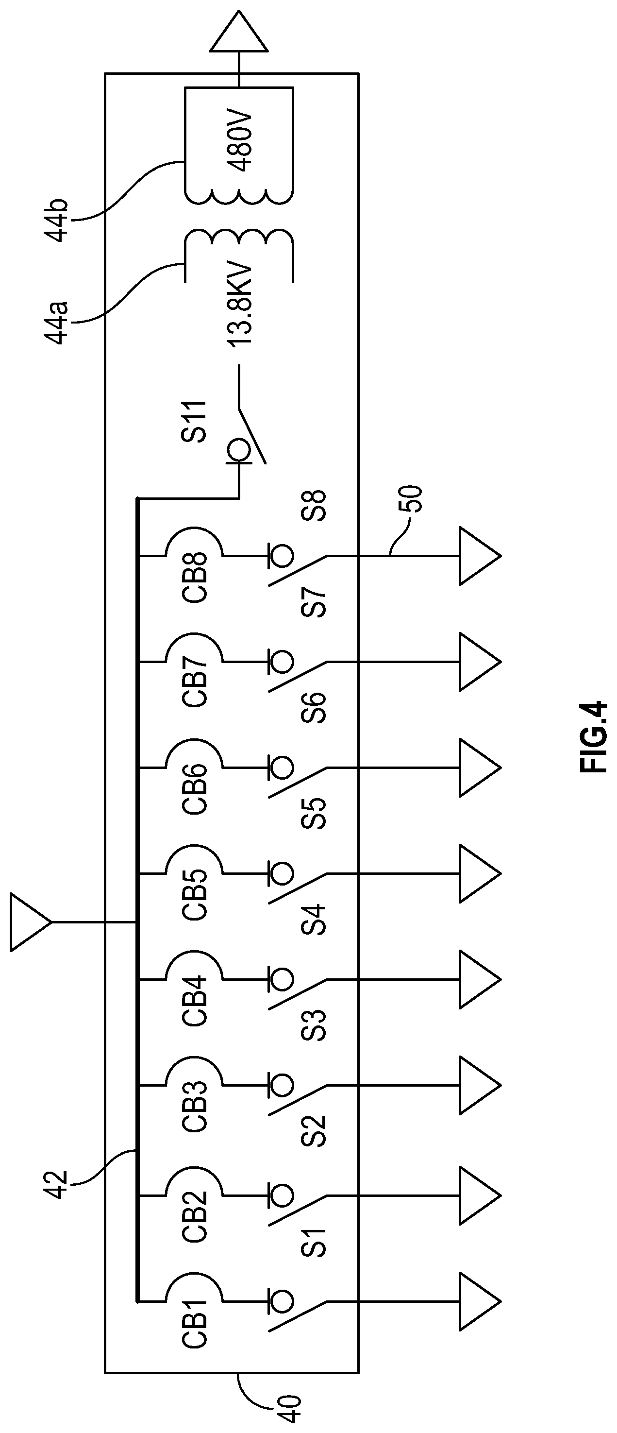 Patent US12308622 Figure 4 – Dual transformer method, for power distribution to fracturing pump systems