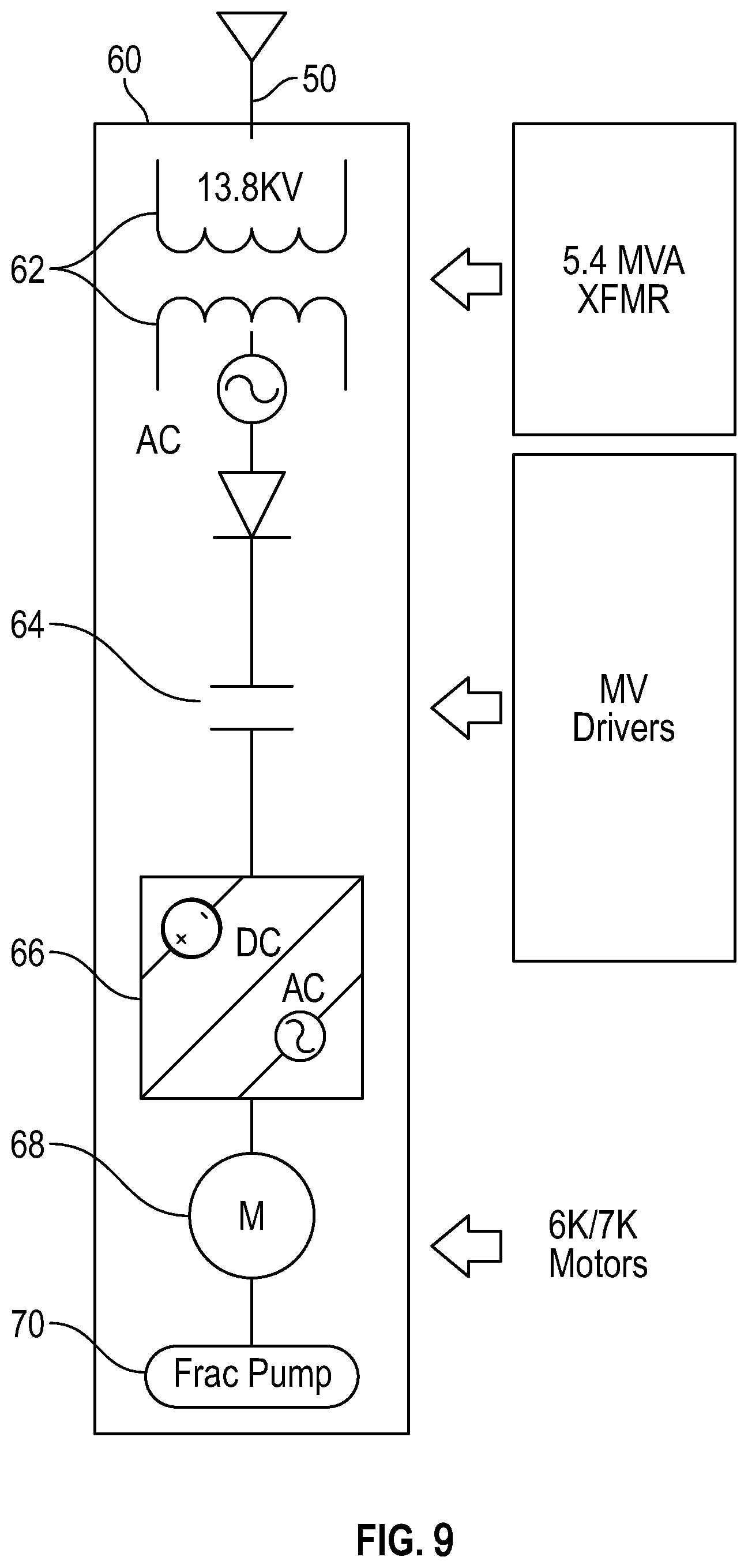 Patent US12308622 Figure 10 – Dual transformer method, for power distribution to fracturing pump systems