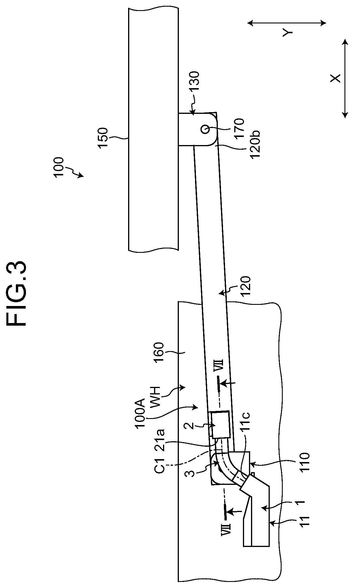 Patent US12308626 Figure 3 – Wire harness having improved followability to a rotational motion of a link mechanism