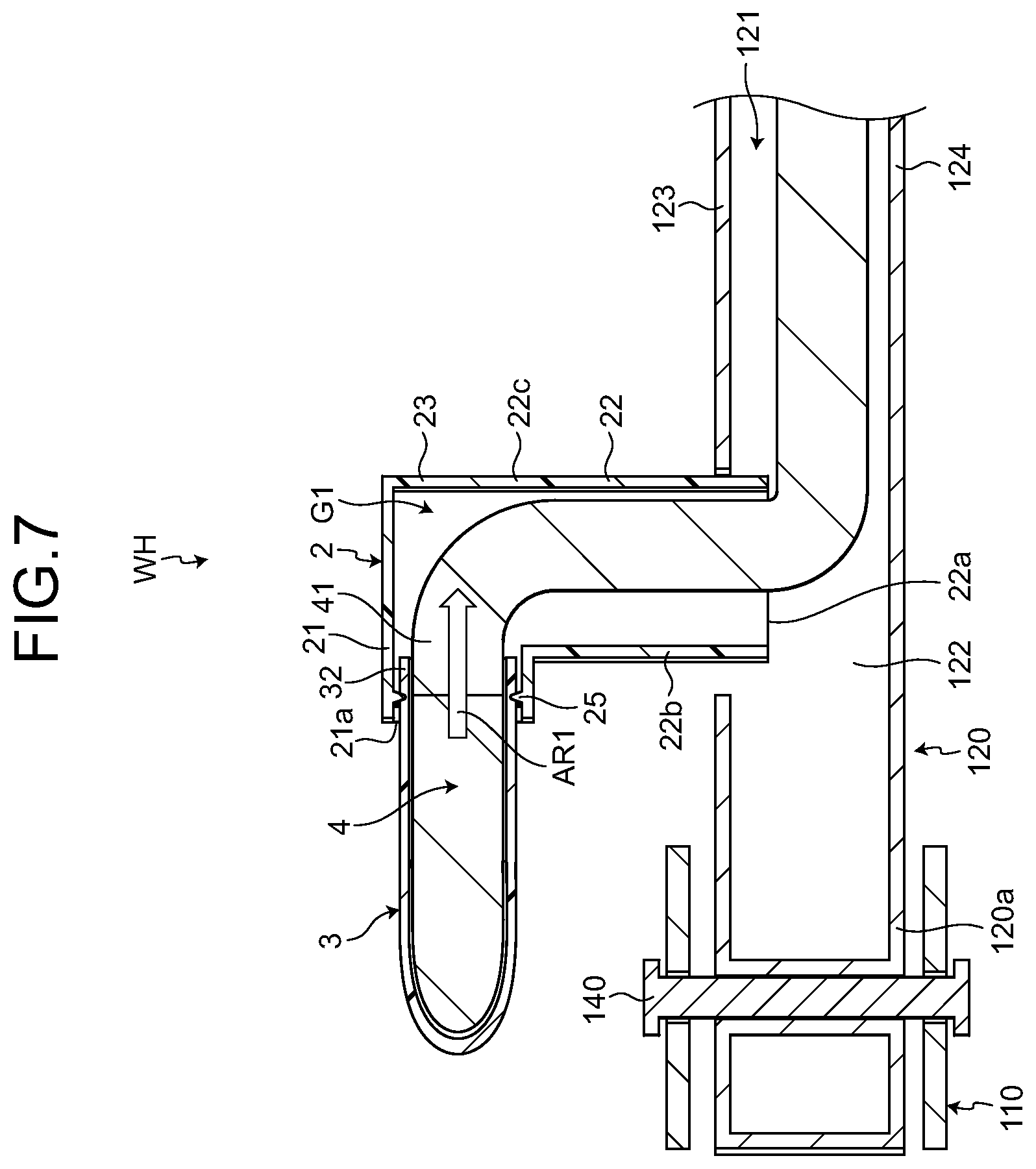 Patent US12308626 Figure 7 – Wire harness having improved followability to a rotational motion of a link mechanism
