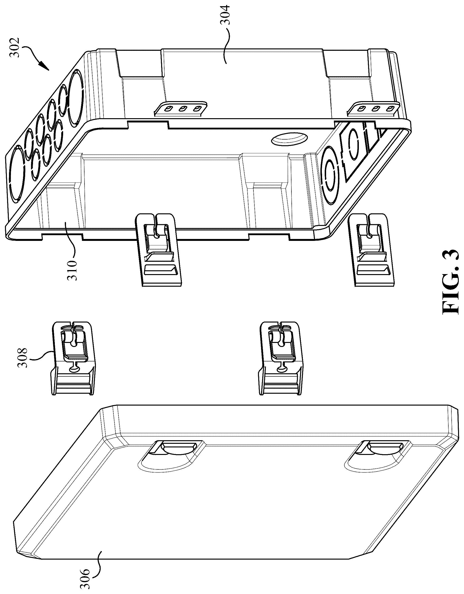 Patent US12308630 Figure 3 – Adjustable insert system for wall-mounted enclosures